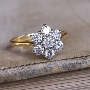 Modern 1.42ct Diamond Flower Cluster Ring