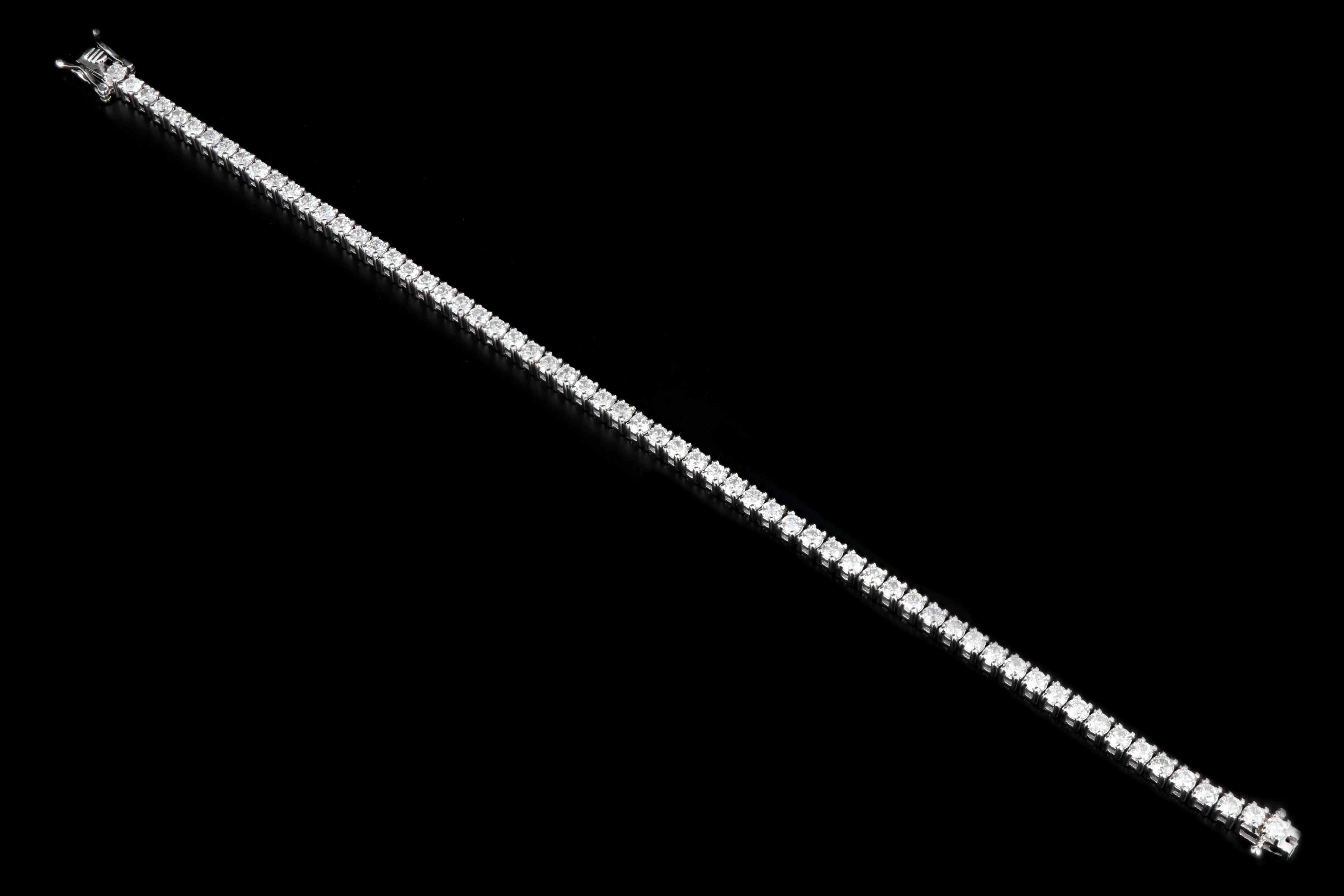 Modern 14K White Gold 5.5 Carat Diamond Tennis Bracelet 7.5"
