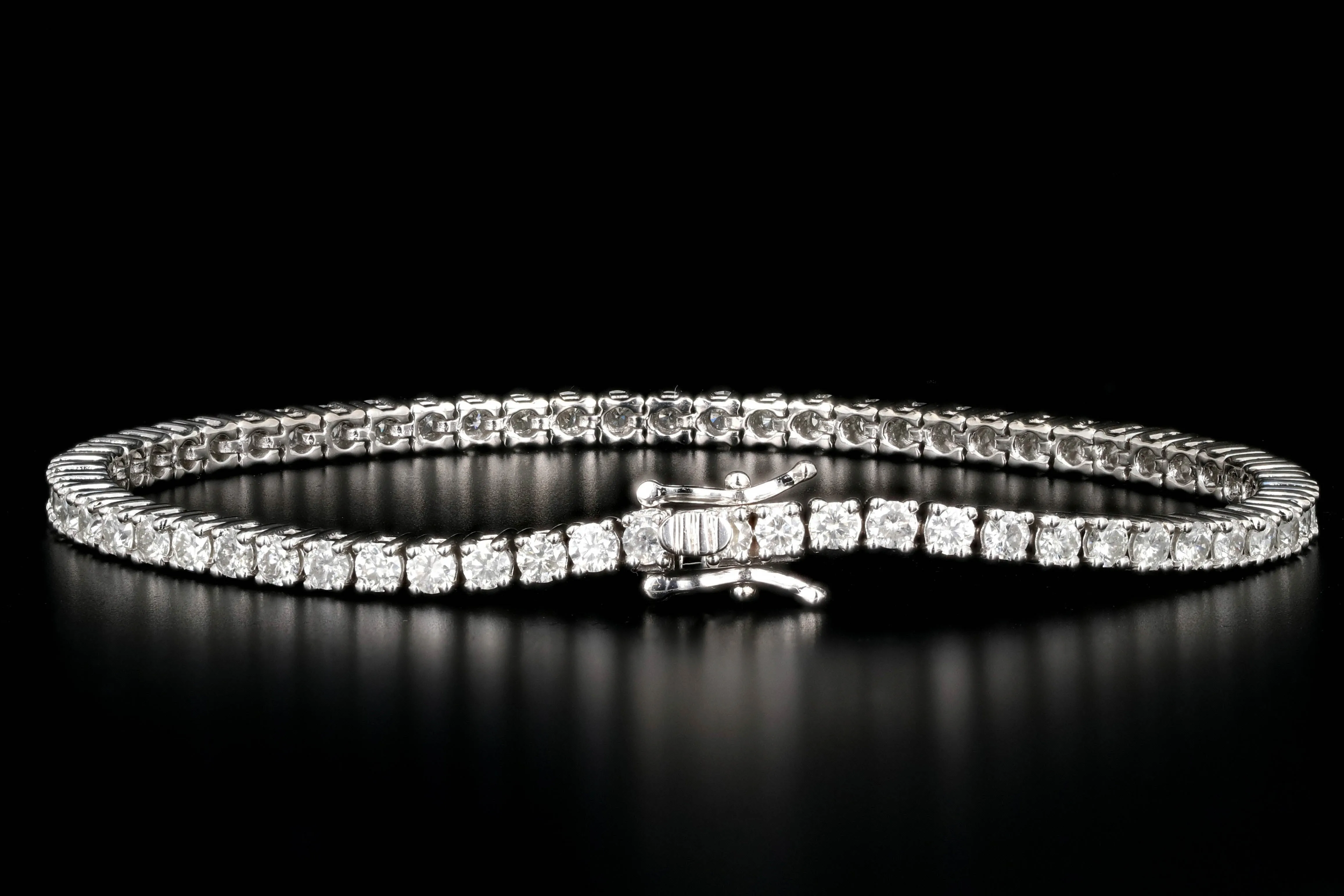 Modern 14K White Gold 5.5 Carat Diamond Tennis Bracelet 7.5"