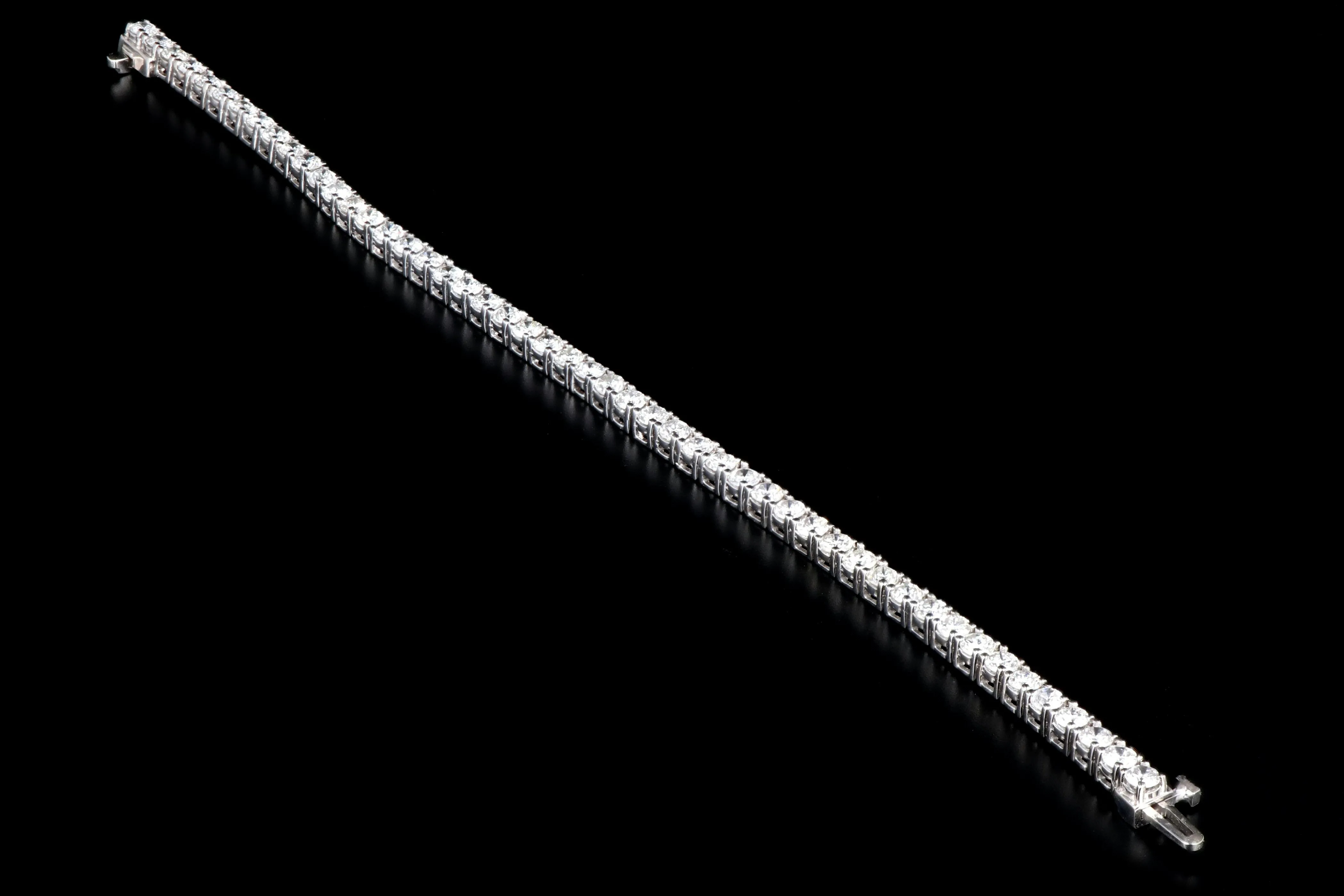 Modern 18K White Gold 6 Carat Diamond Tennis Bracelet