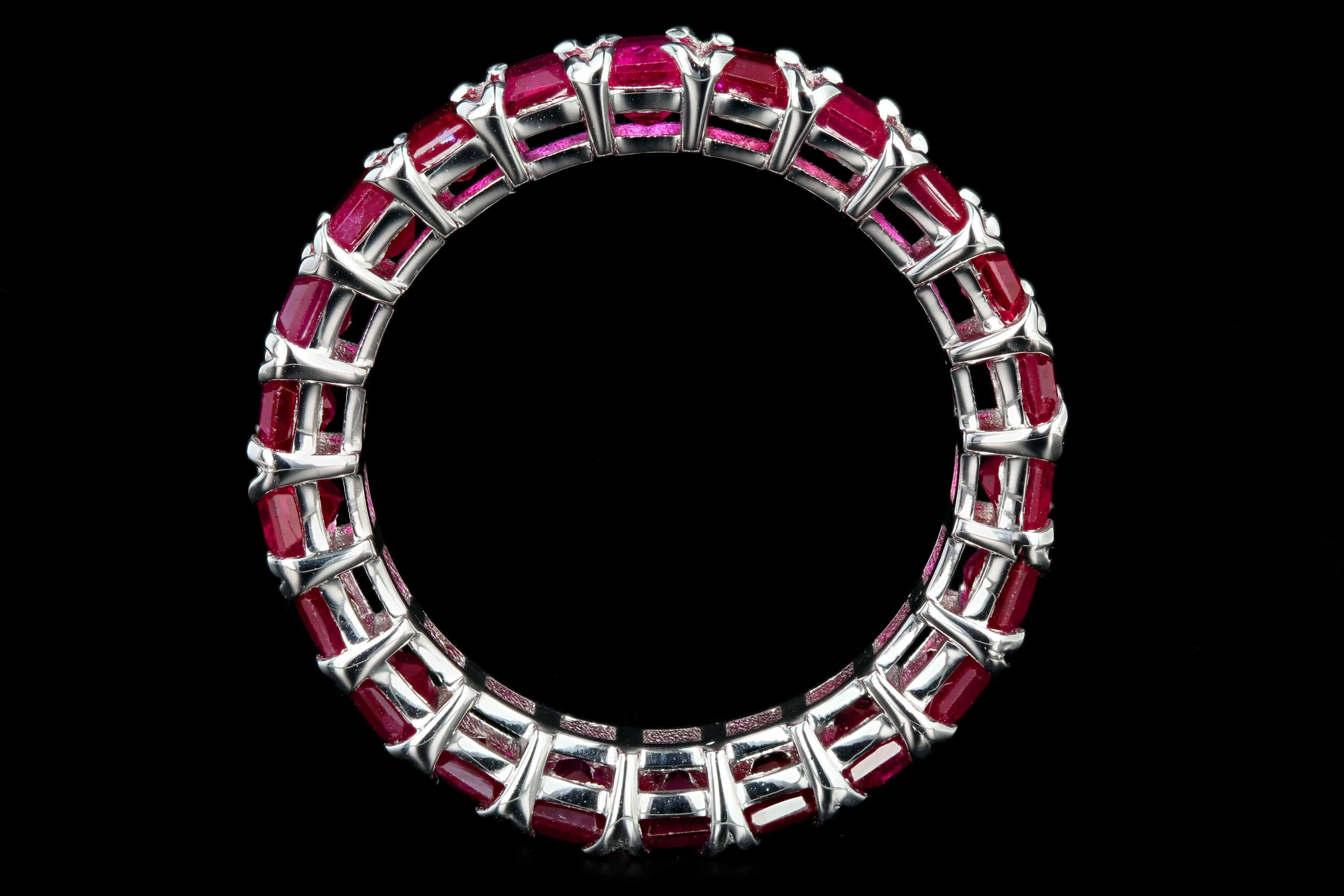 Modern 18K White Gold 7.19 CTW Emerald Cut Ruby Band
