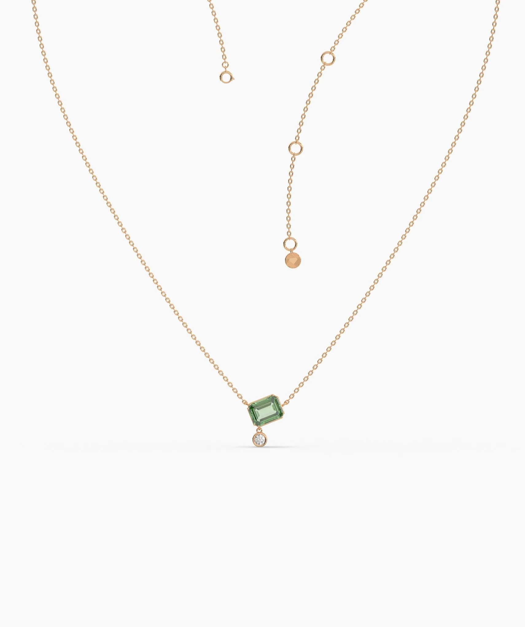 Modern Green Gemstone & Diamond Necklace