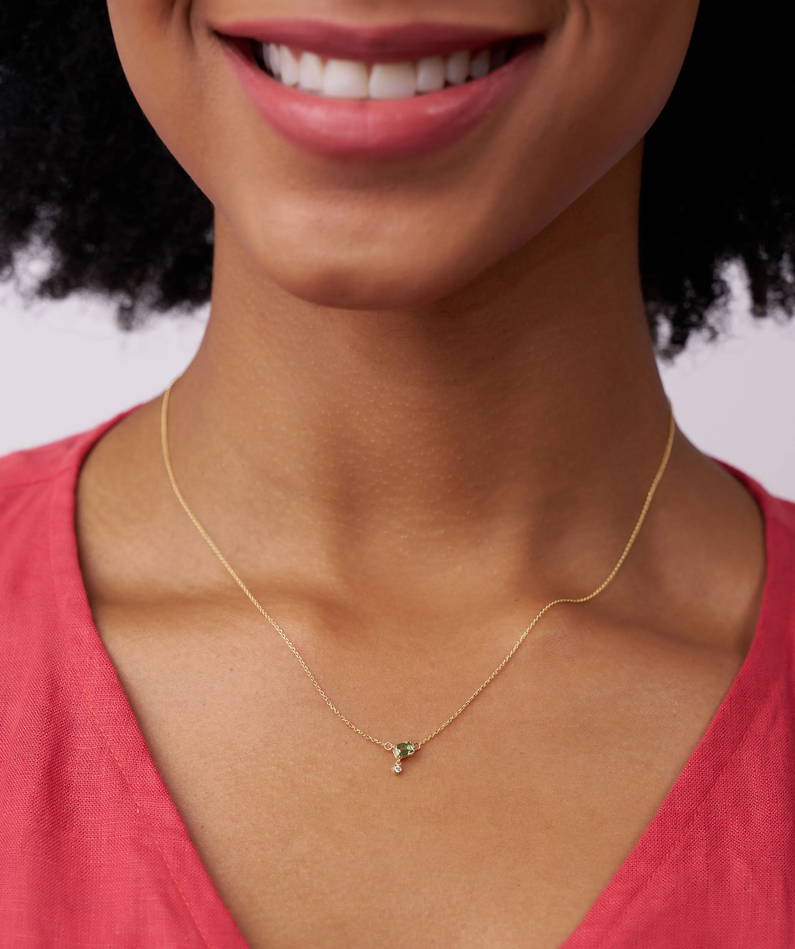 Modern Green Gemstone & Diamond Necklace