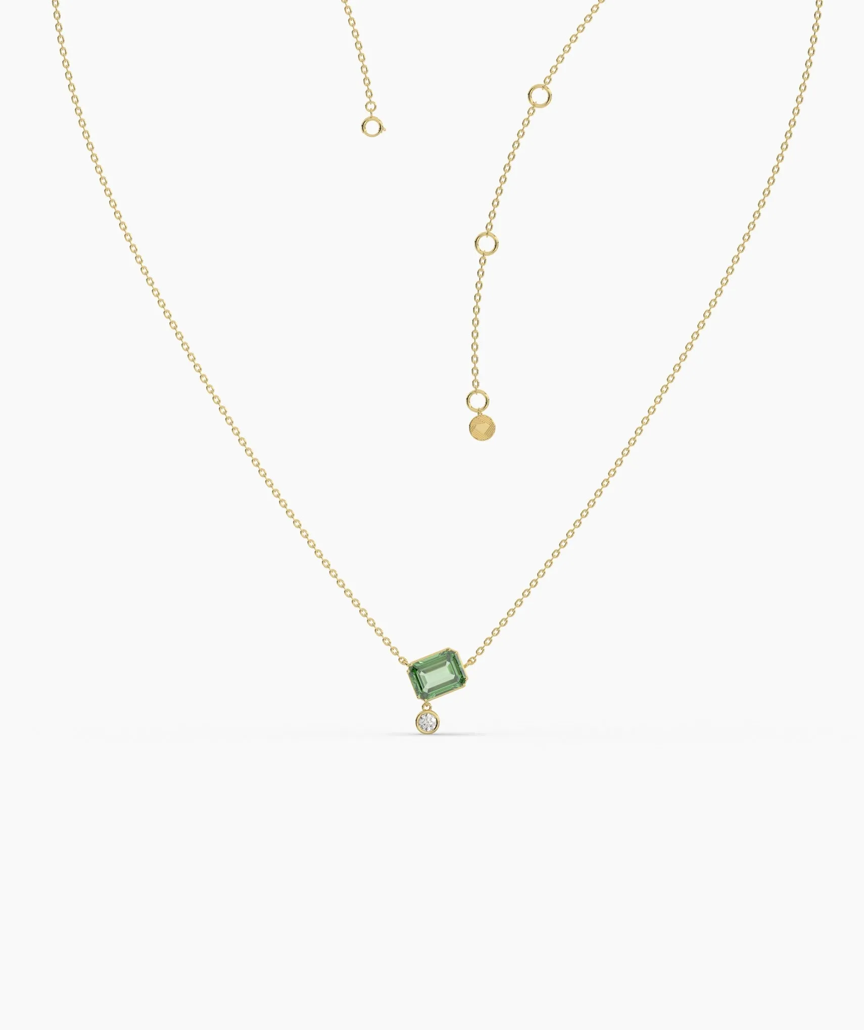 Modern Green Gemstone & Diamond Necklace