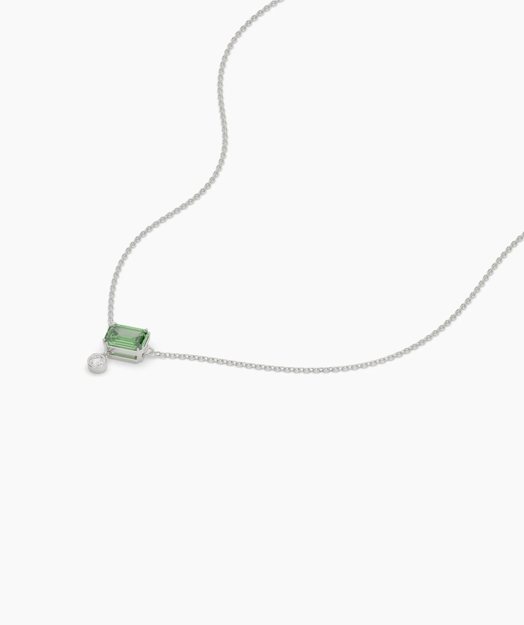 Modern Green Gemstone & Diamond Necklace