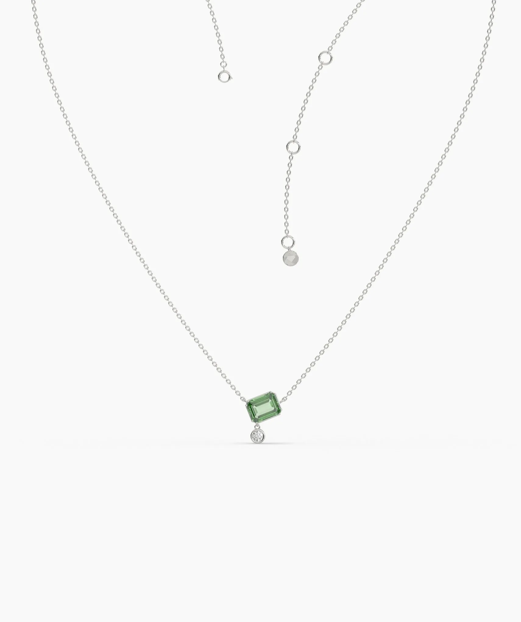 Modern Green Gemstone & Diamond Necklace