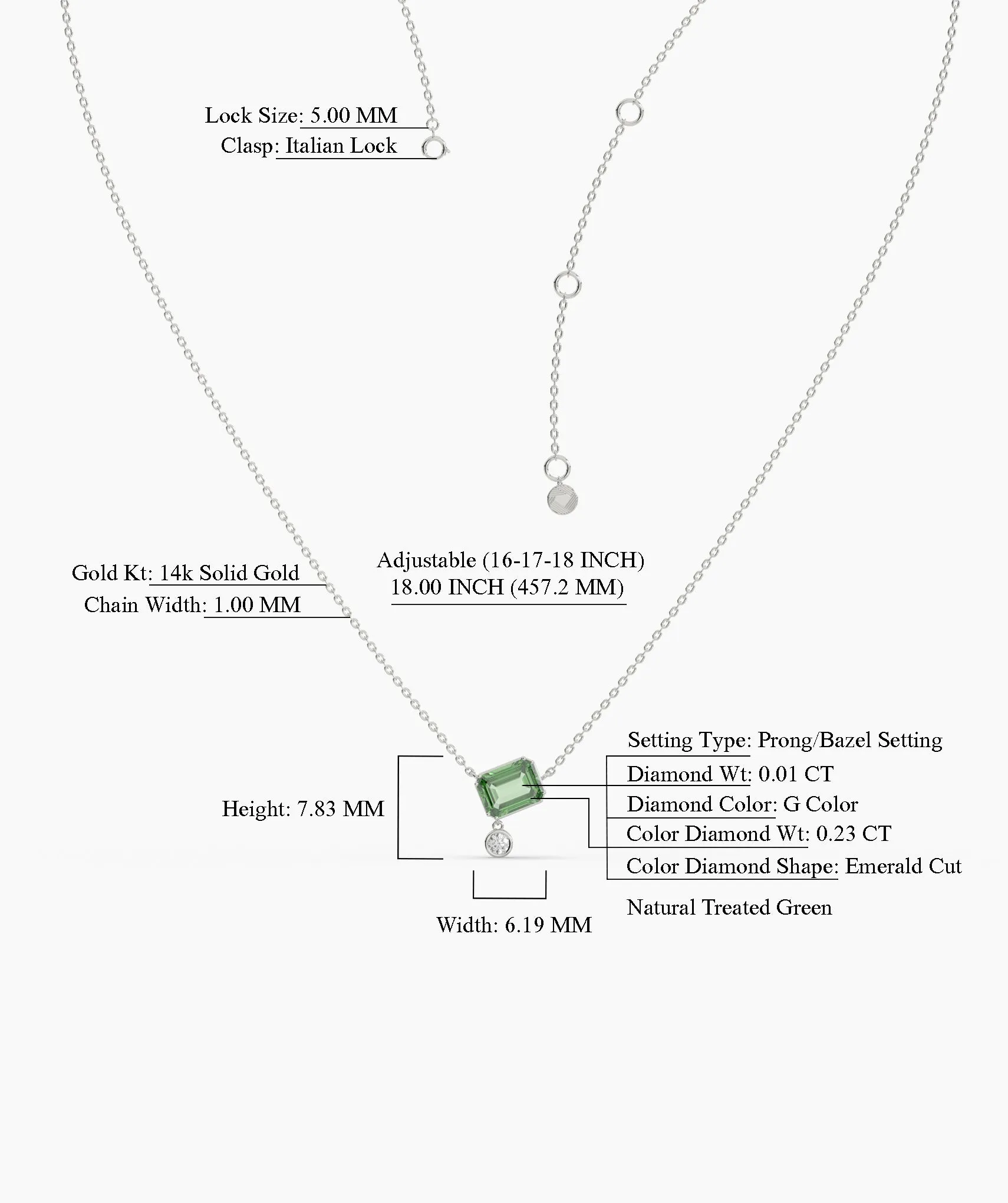Modern Green Gemstone & Diamond Necklace