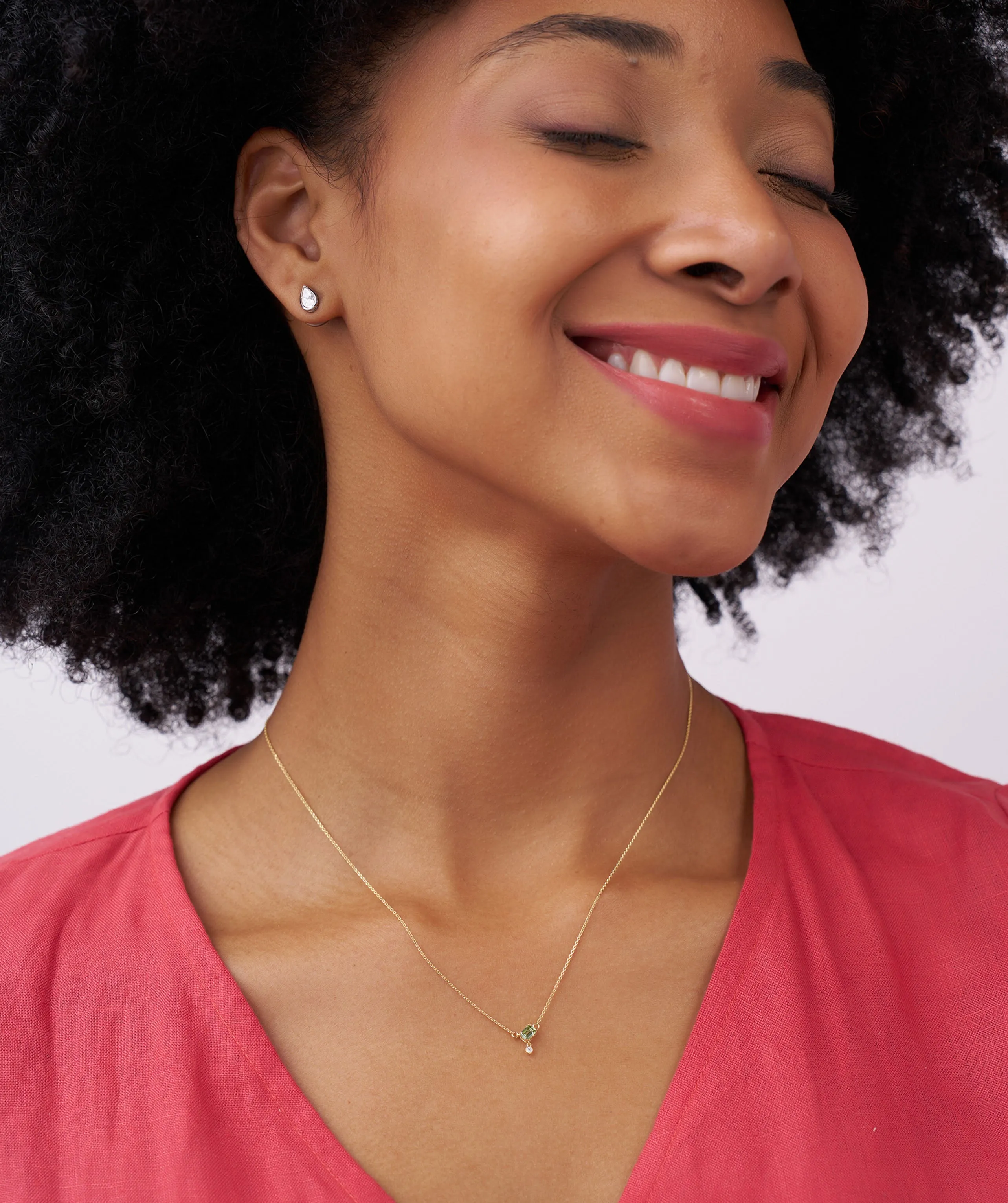 Modern Green Gemstone & Diamond Necklace
