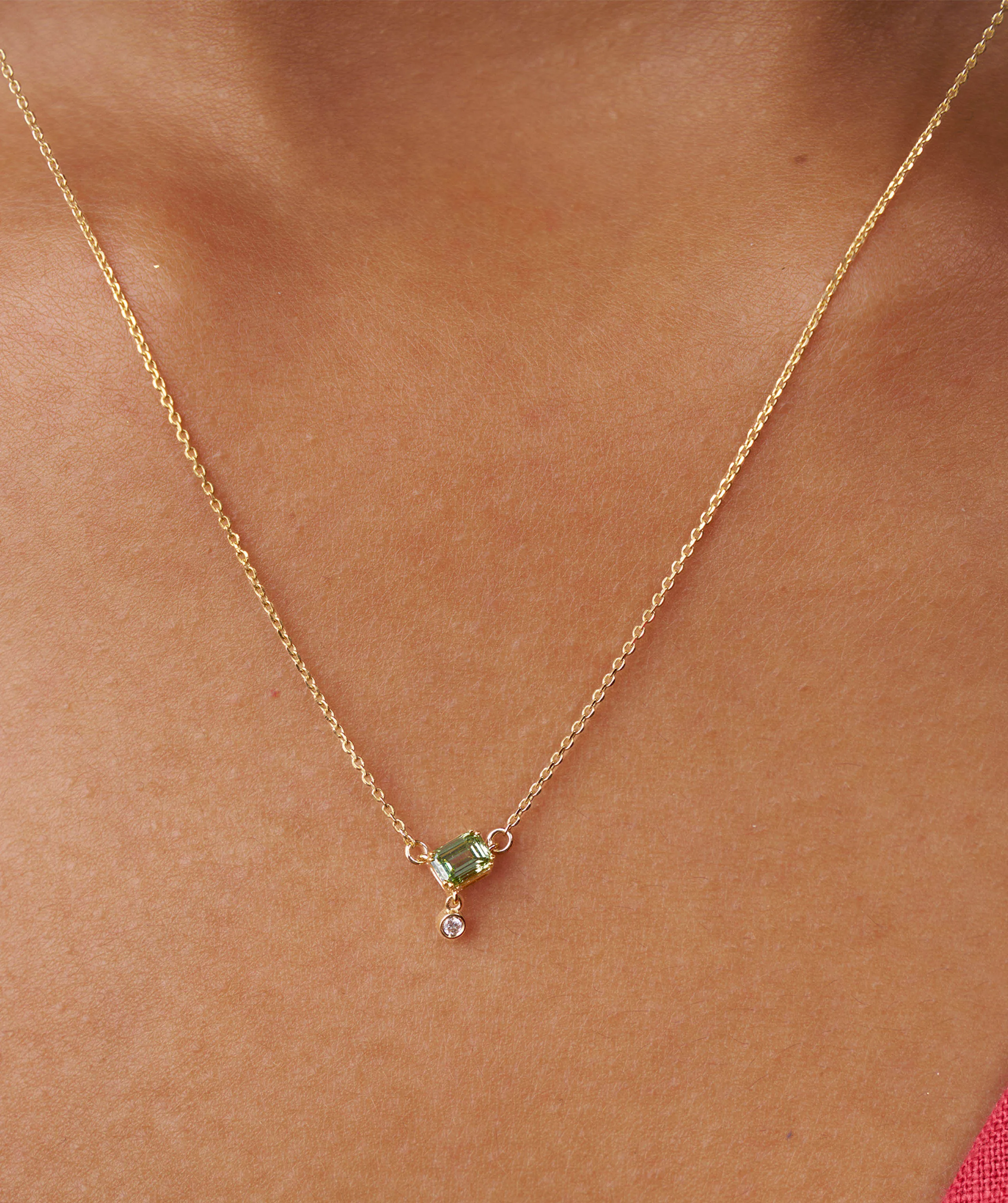 Modern Green Gemstone & Diamond Necklace