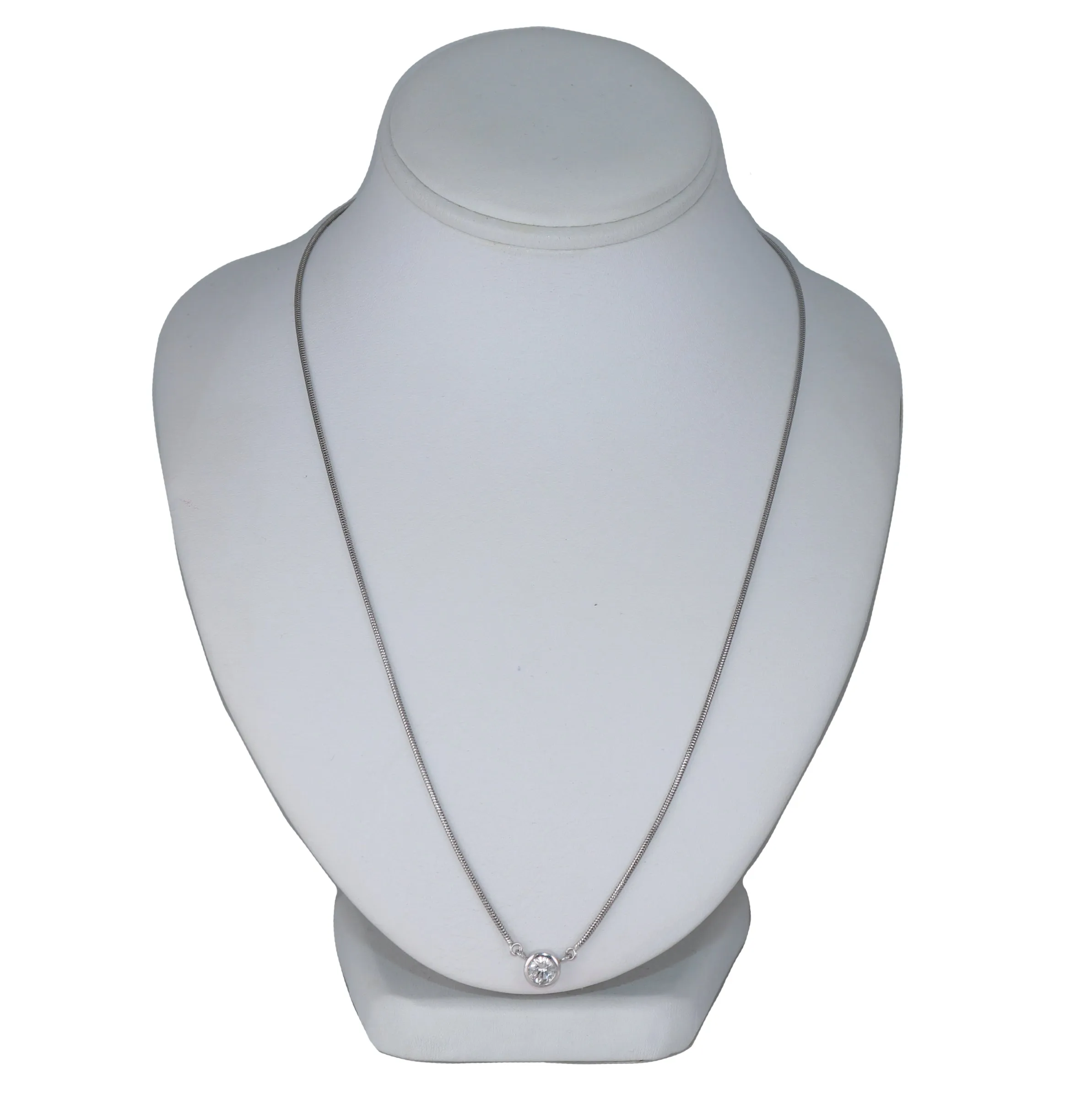 Modern Platinum 0.75ct Solitaire Diamond 19" Necklace