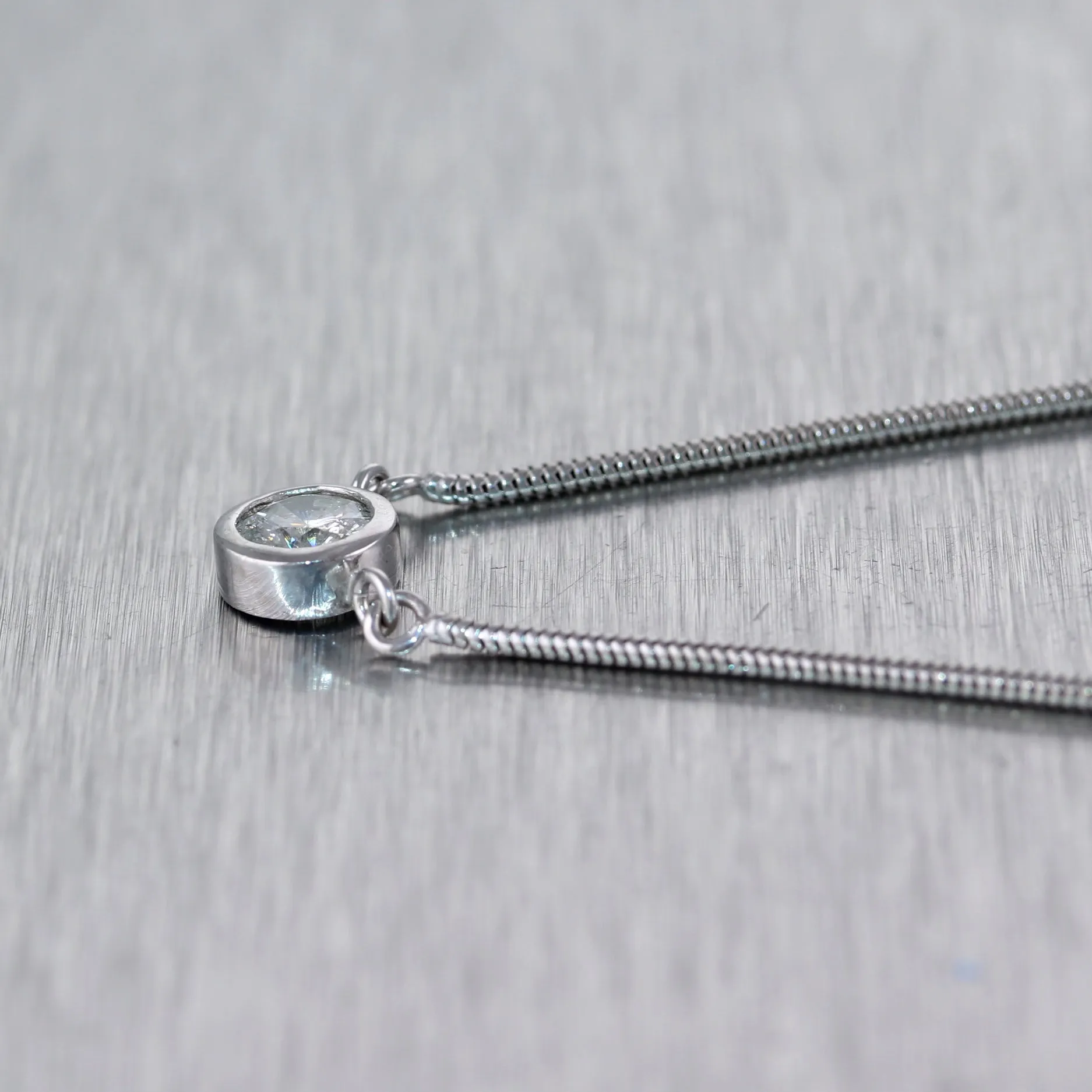 Modern Platinum 0.75ct Solitaire Diamond 19" Necklace