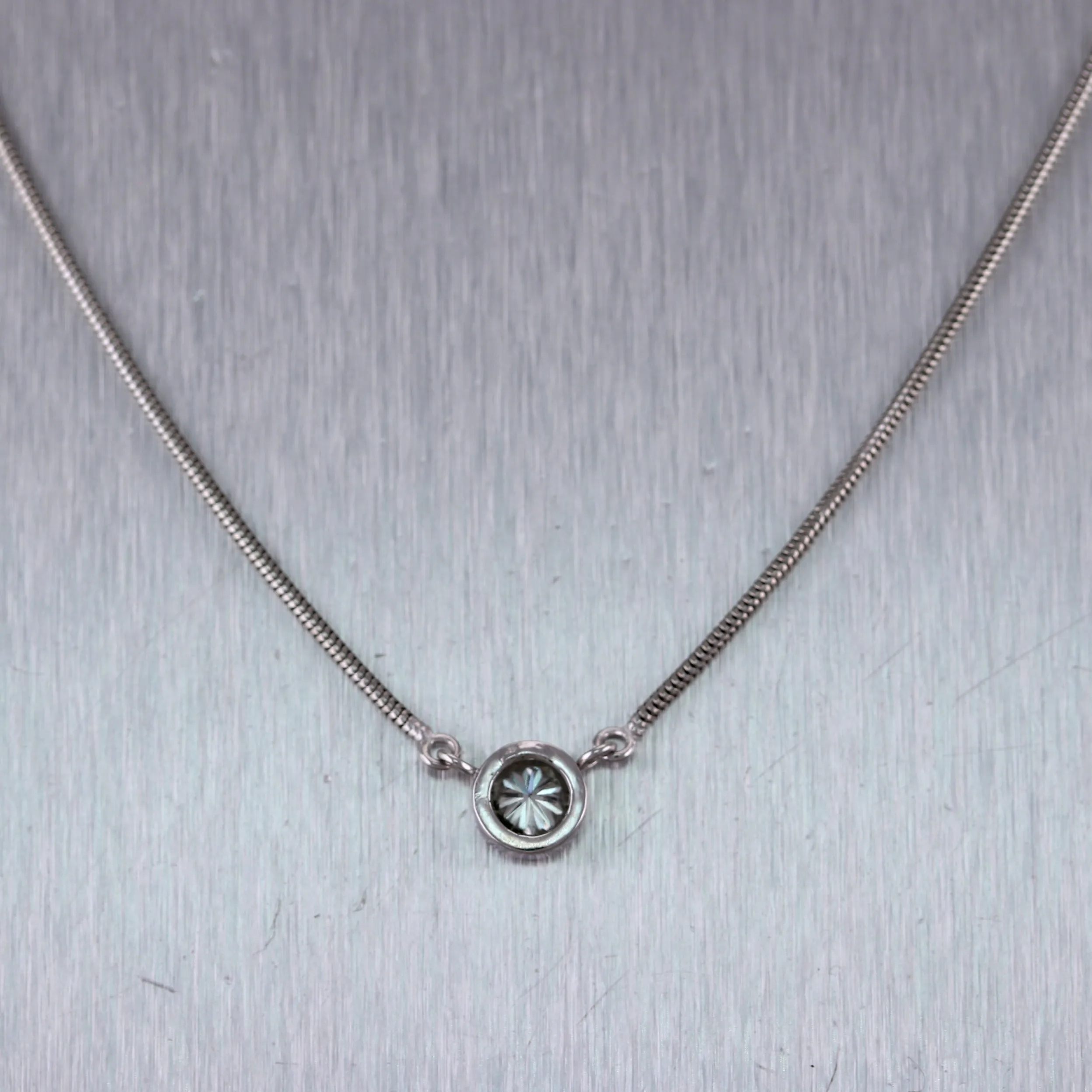 Modern Platinum 0.75ct Solitaire Diamond 19" Necklace