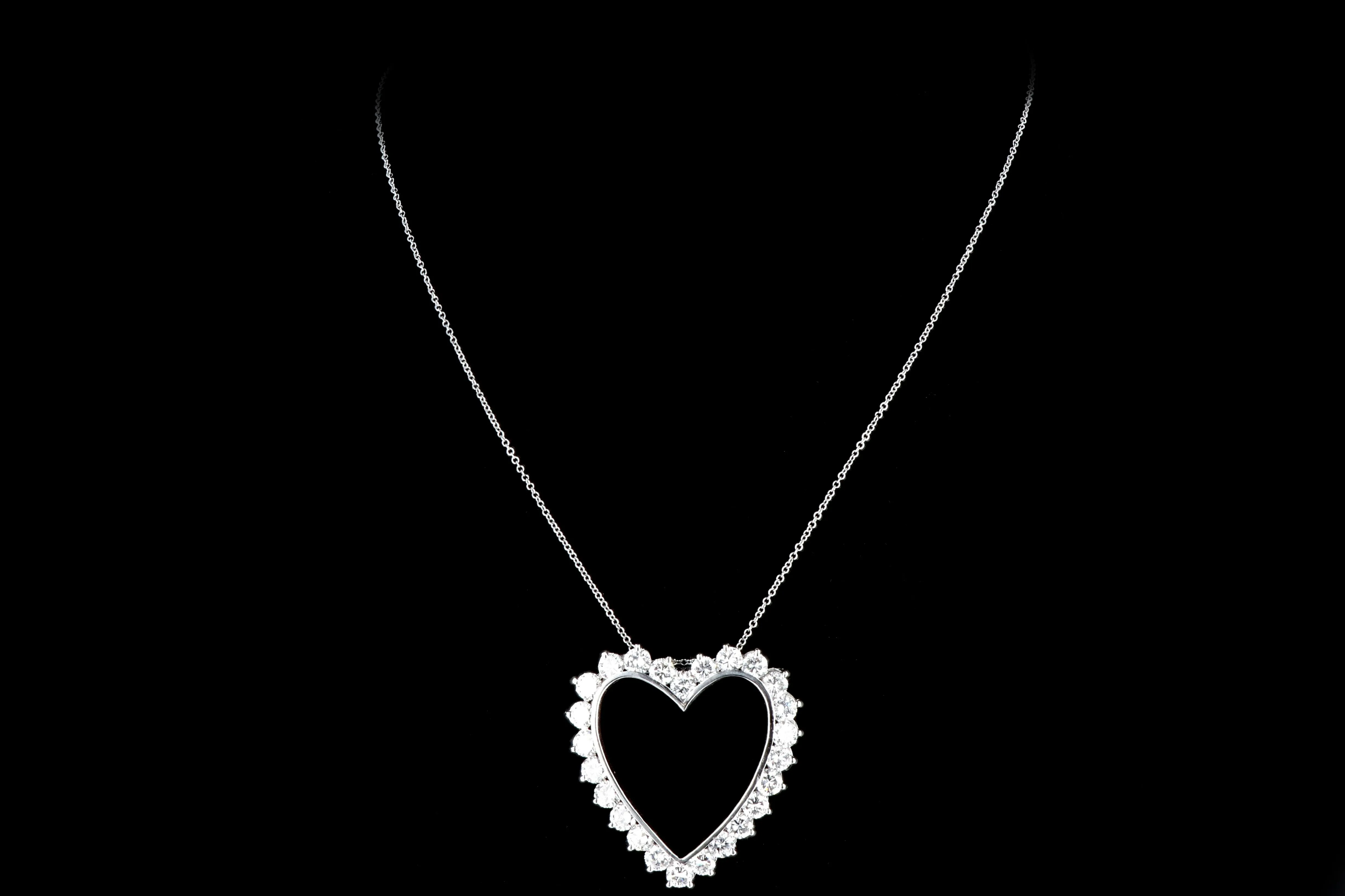 Modern Platinum 6.25CTW Diamond Heart Pendant With 18K Chain