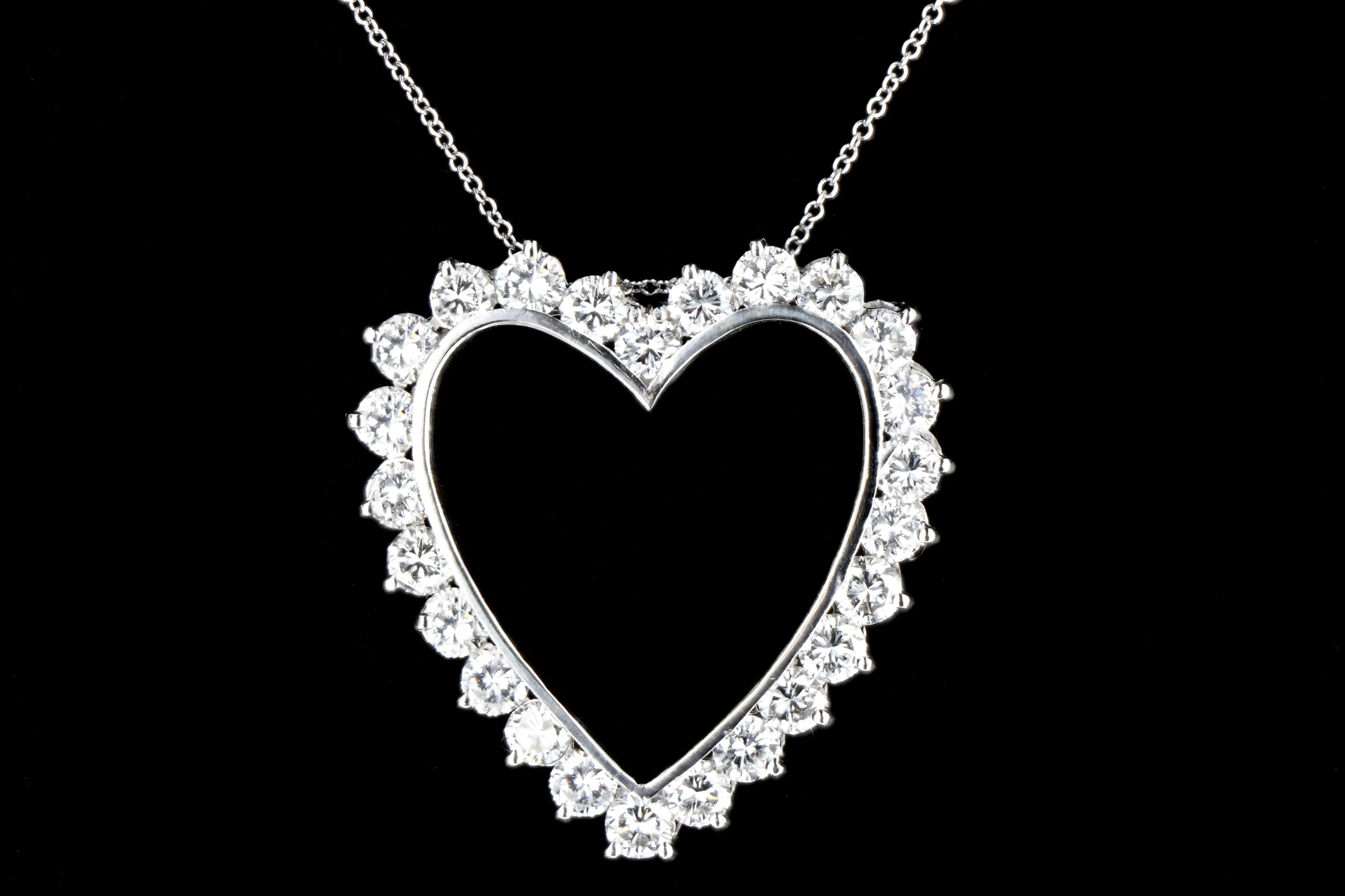 Modern Platinum 6.25CTW Diamond Heart Pendant With 18K Chain