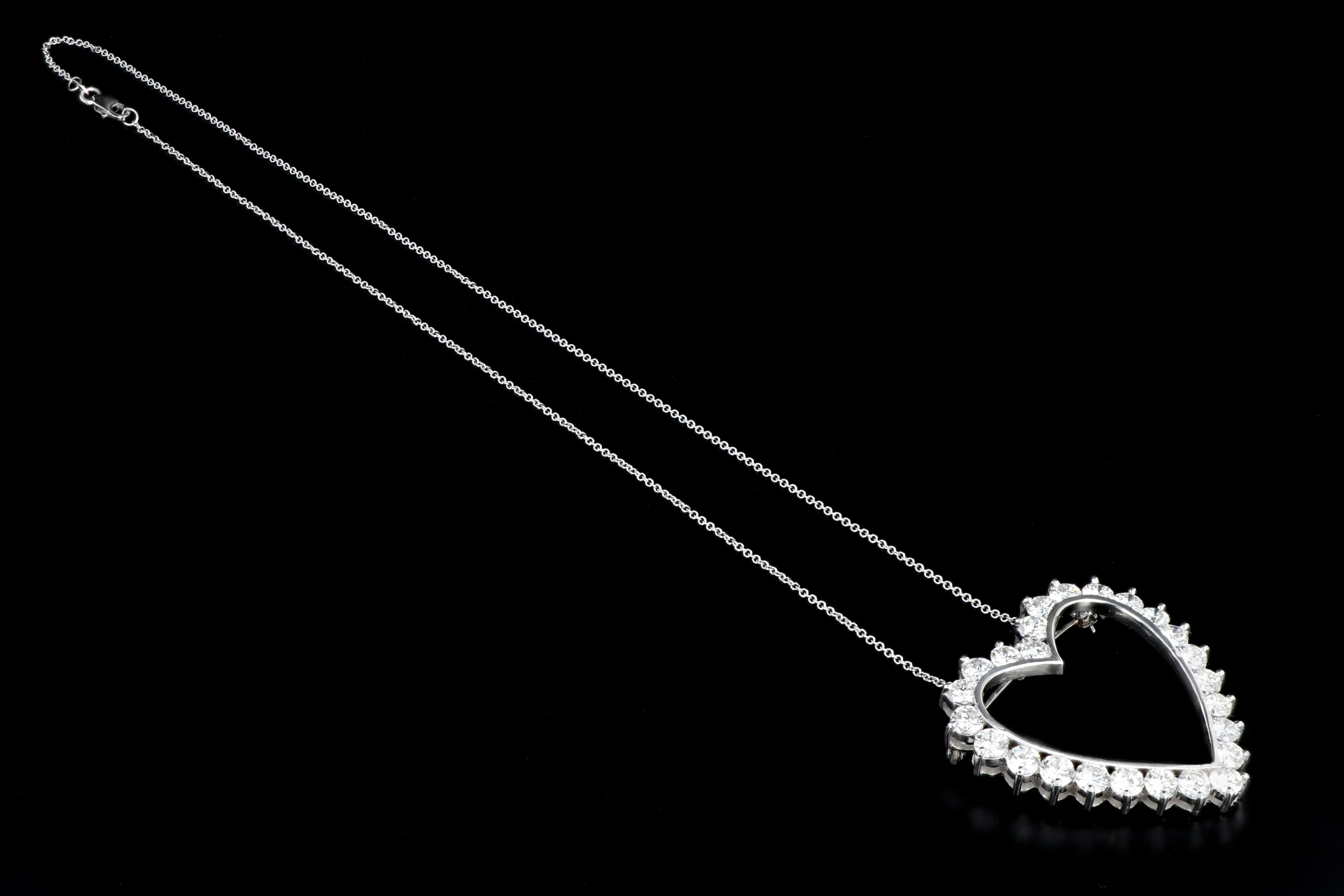 Modern Platinum 6.25CTW Diamond Heart Pendant With 18K Chain