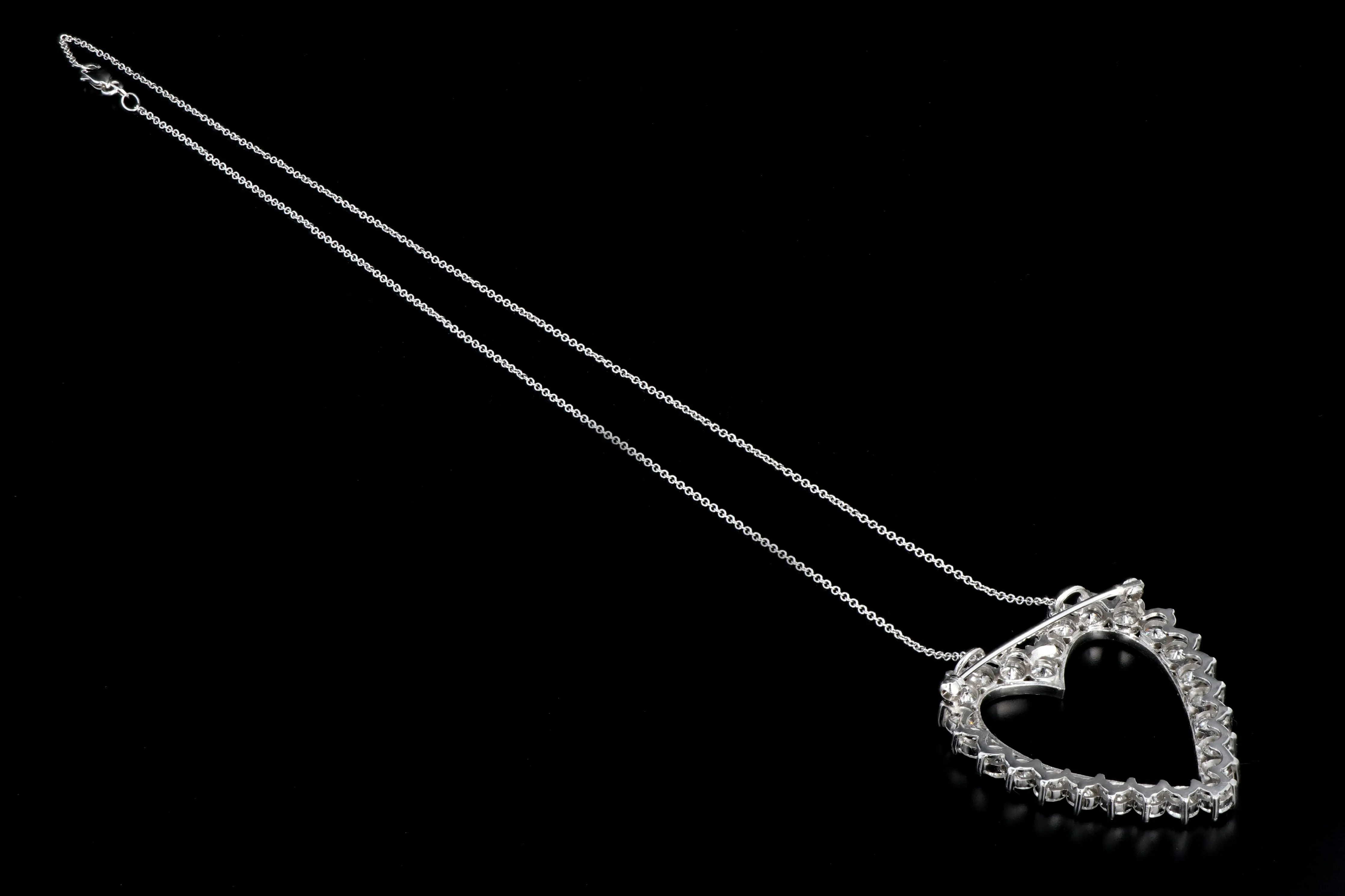 Modern Platinum 6.25CTW Diamond Heart Pendant With 18K Chain