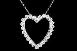 Modern Platinum 6.25CTW Diamond Heart Pendant With 18K Chain