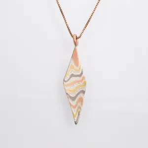 Mokume Gane Pendant Twisted Kite Incline Pattern Firestorm Palette