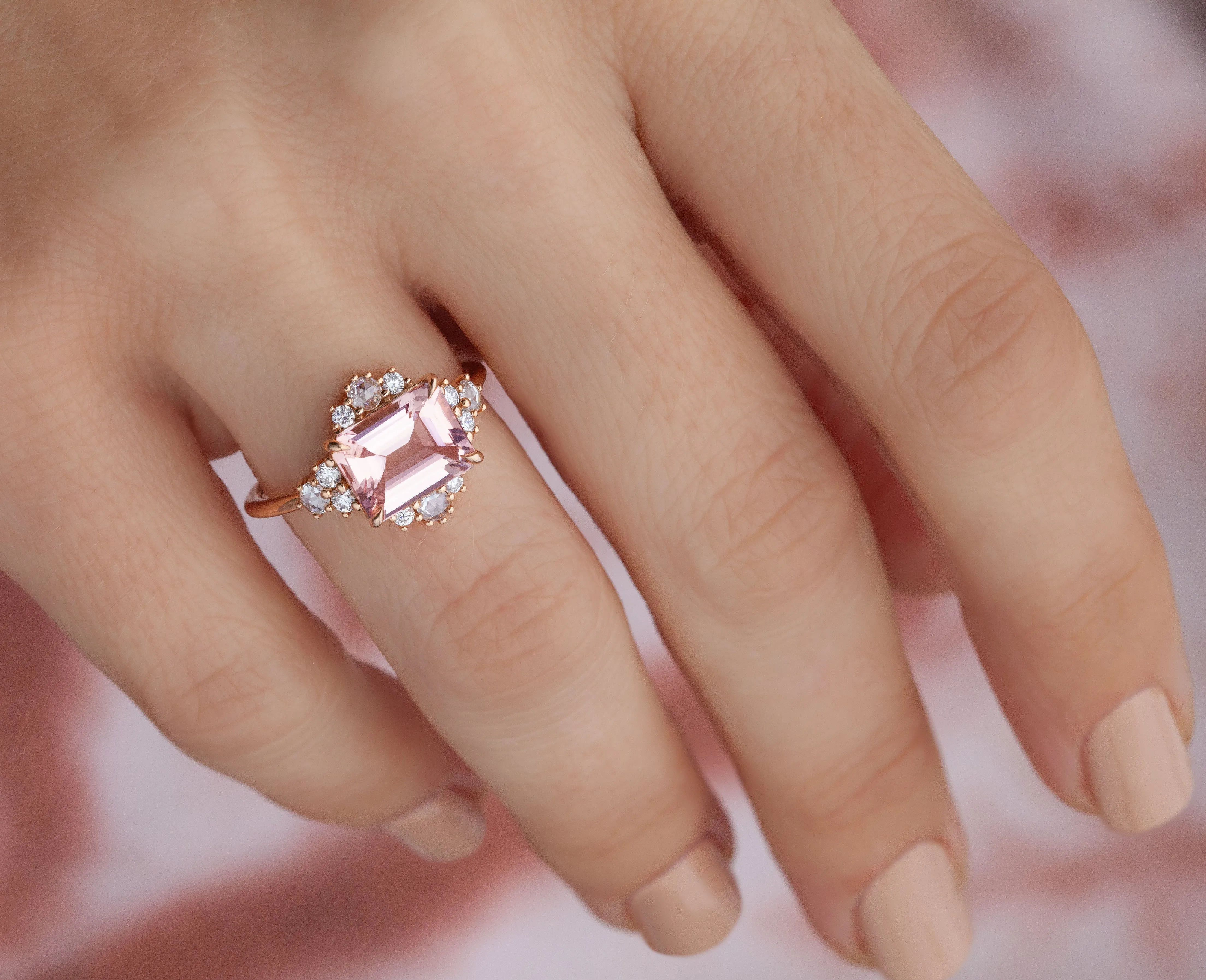 Morganite Flare Ring