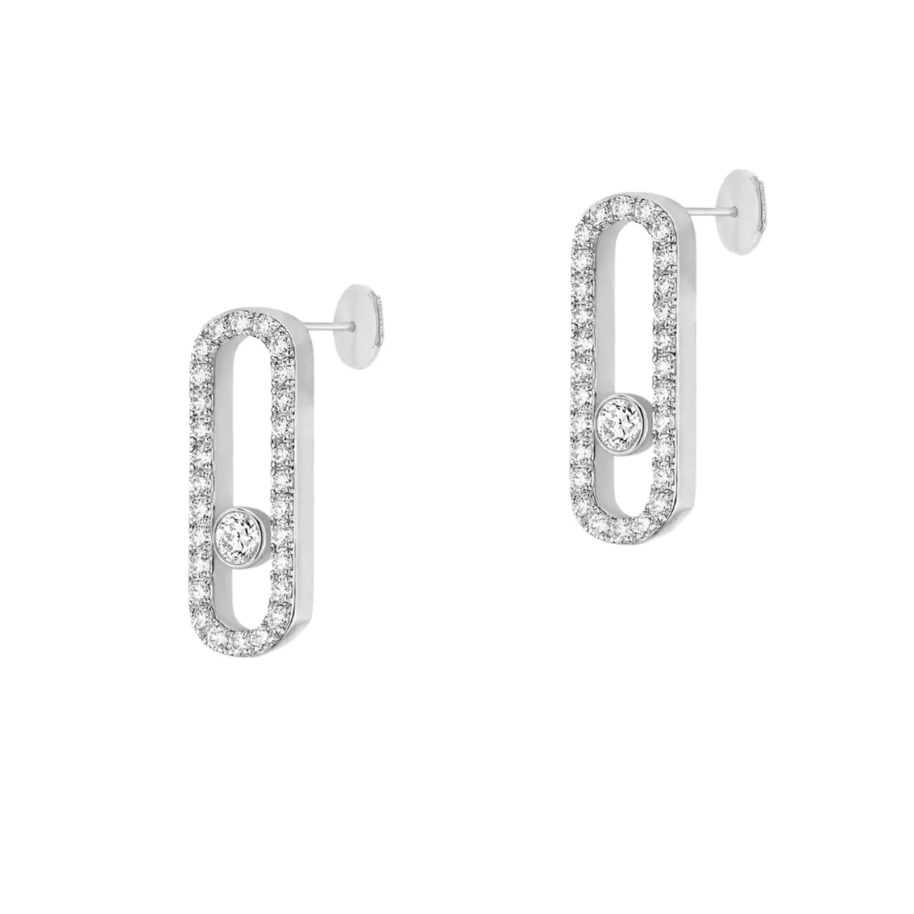 Move Uno Pavé-Set Diamond 18K White Gold Earrings