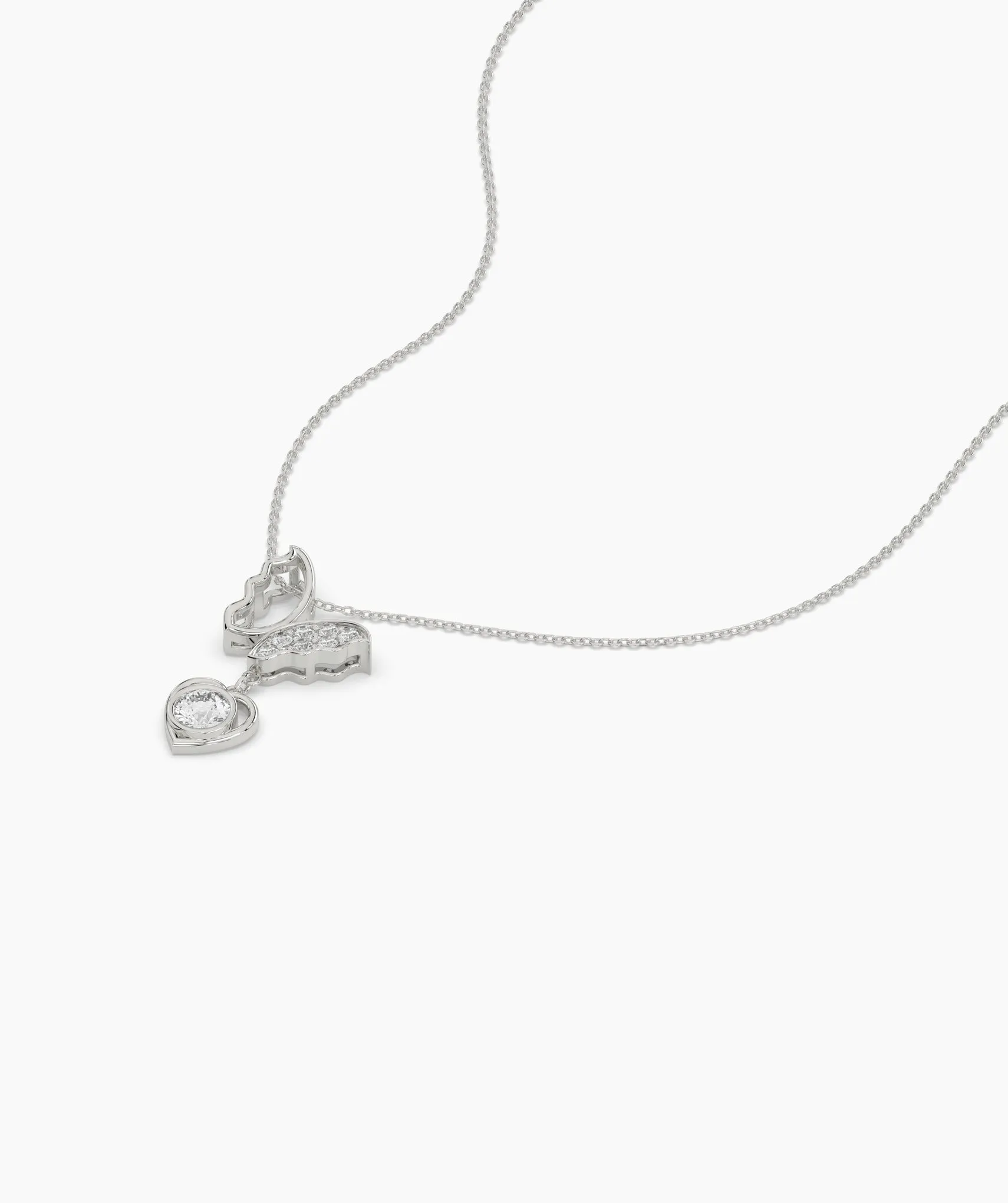 Multi-Charm Diamond Heart Necklace
