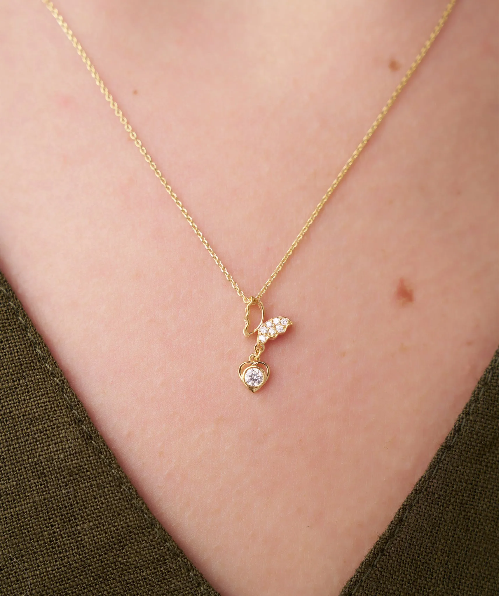 Multi-Charm Diamond Heart Necklace