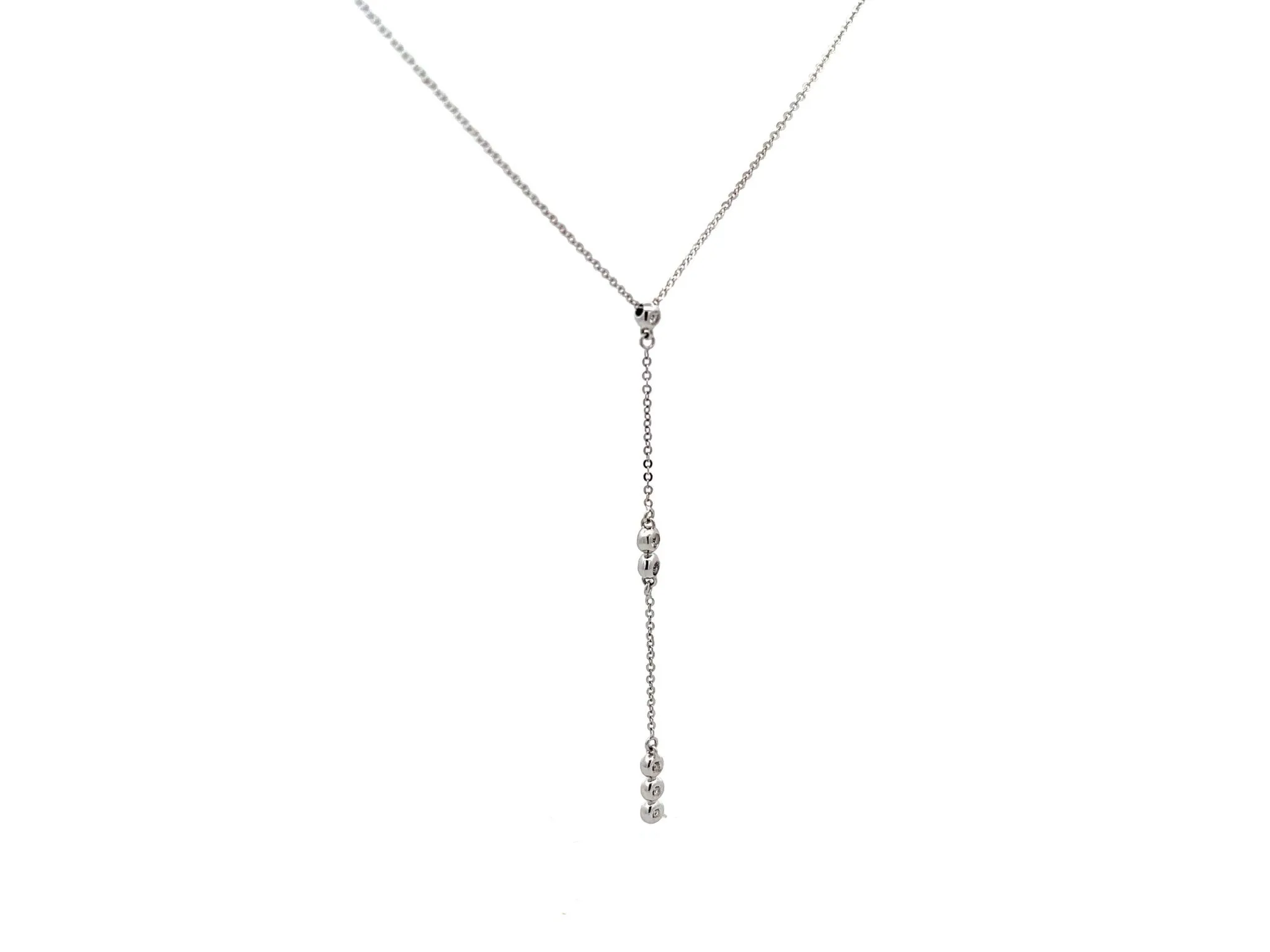 Multi Diamond Y-Drop Necklace in 14k White Gold