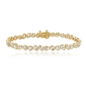 Multi Shape Bezel Diamond Tennis Bracelet