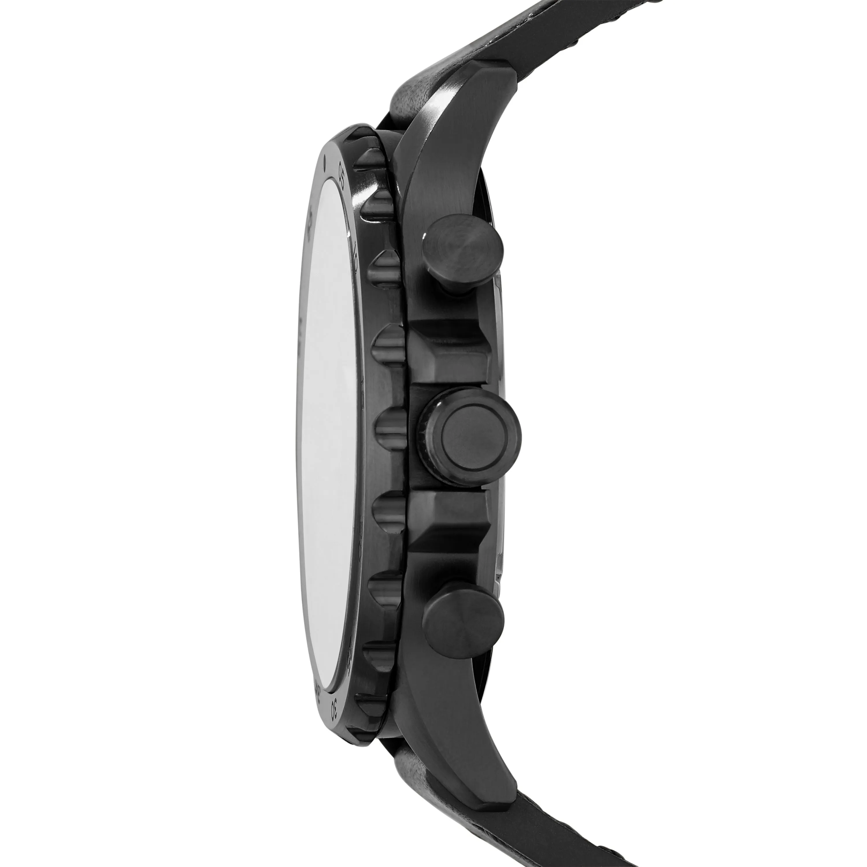 Nate Chronograph Black Leather Watch