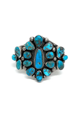 Navajo Richard Haskie Bluebird Turquoise Cluster Cuff Bracelet