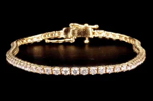 New 14K Yellow Gold 2.25 Carat Round Brilliant Cut Diamond Tennis Bracelet