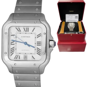 NEW Cartier Santos 42mm Automatic Stainless Steel White 4072 Watch WSSA0018