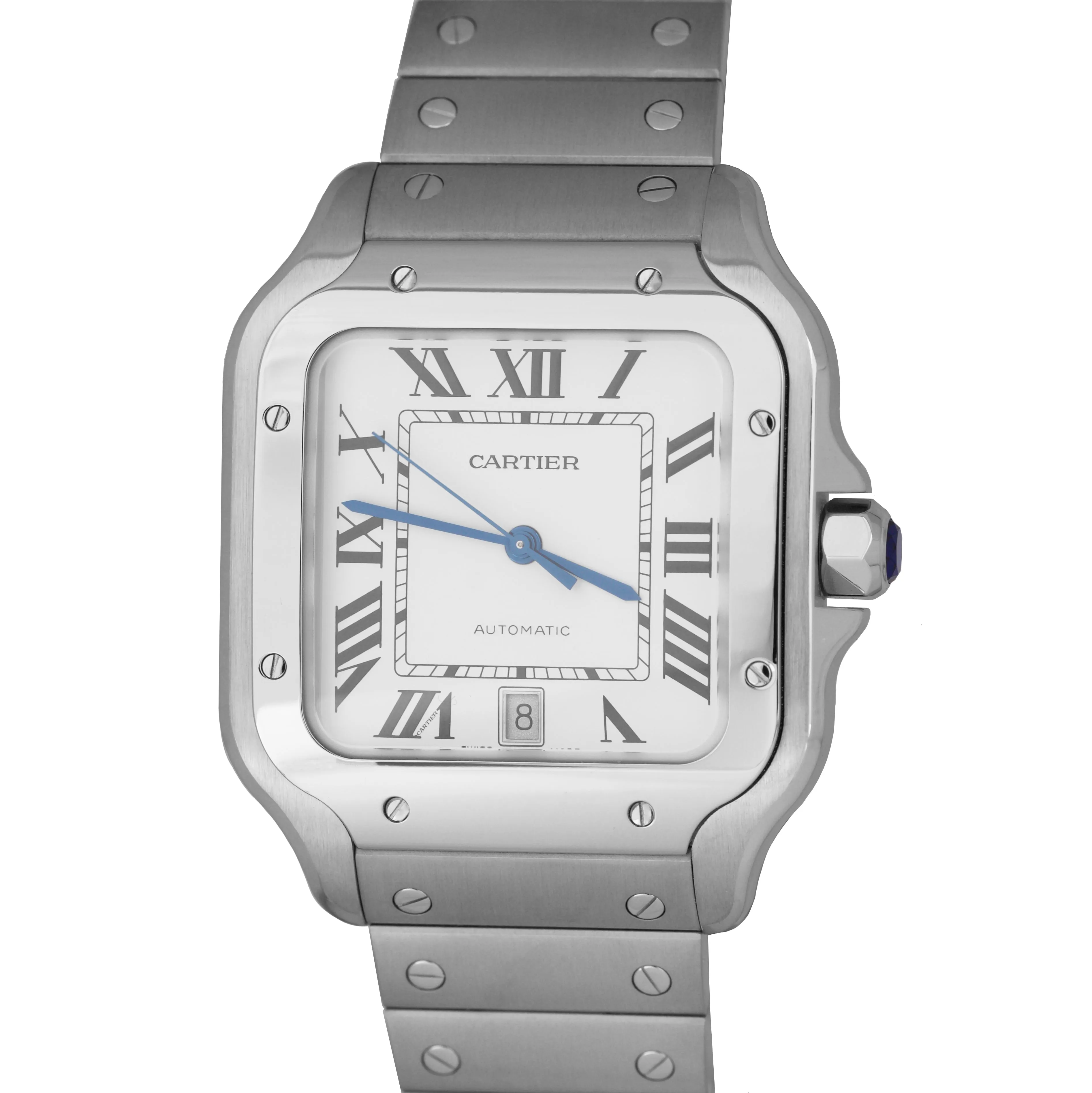 NEW Cartier Santos 42mm Automatic Stainless Steel White 4072 Watch WSSA0018