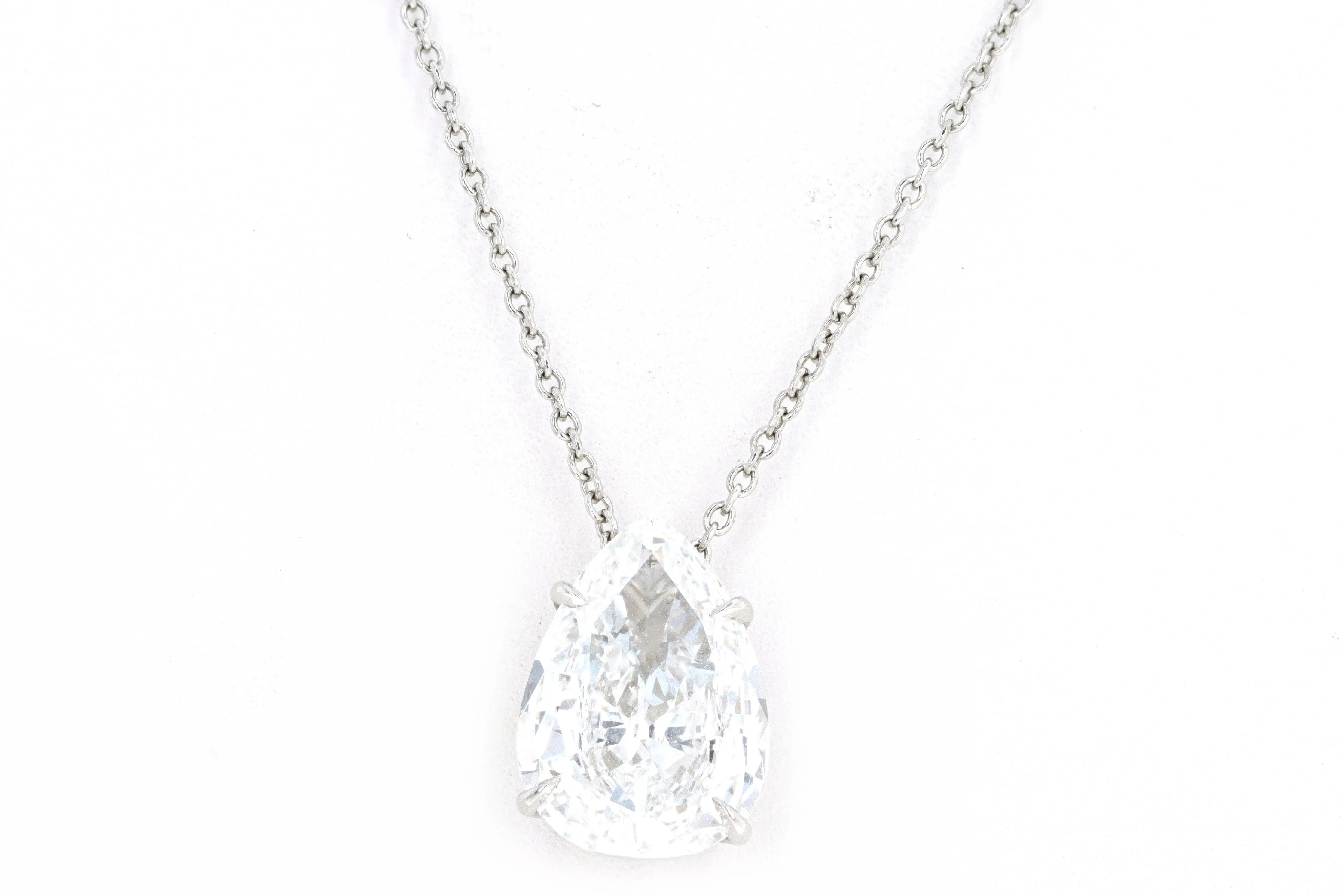 New Platinum 2.86 Carat Pear Cut Diamond Pendant Necklace GIA Certified