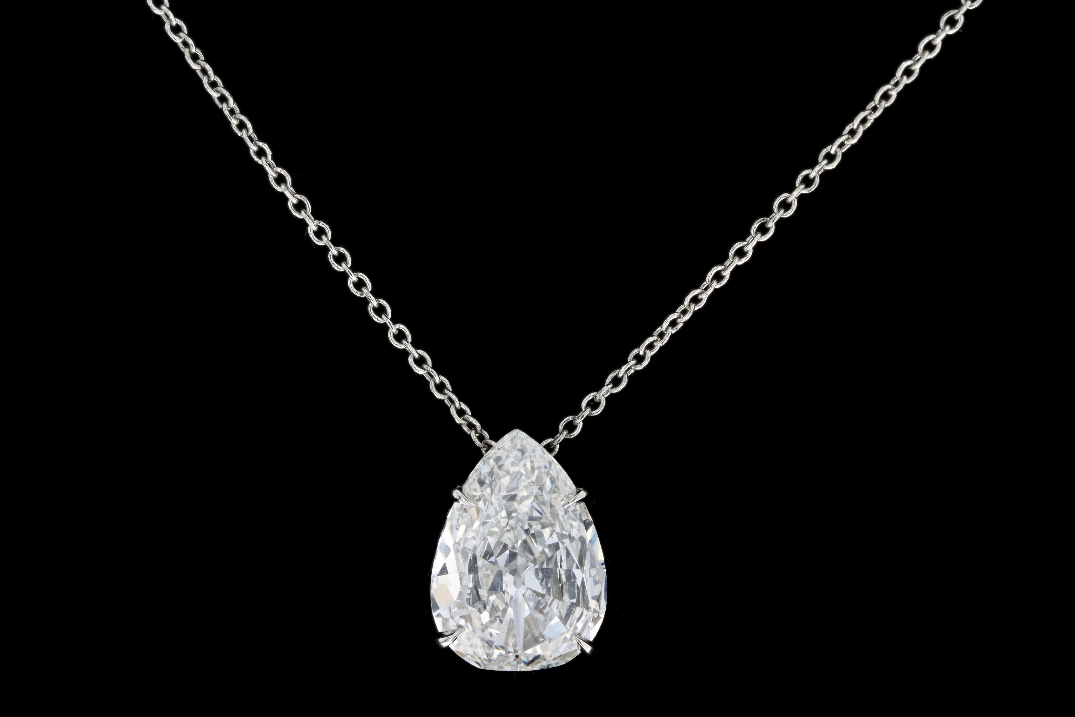 New Platinum 2.86 Carat Pear Cut Diamond Pendant Necklace GIA Certified
