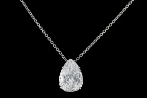 New Platinum 2.86 Carat Pear Cut Diamond Pendant Necklace GIA Certified