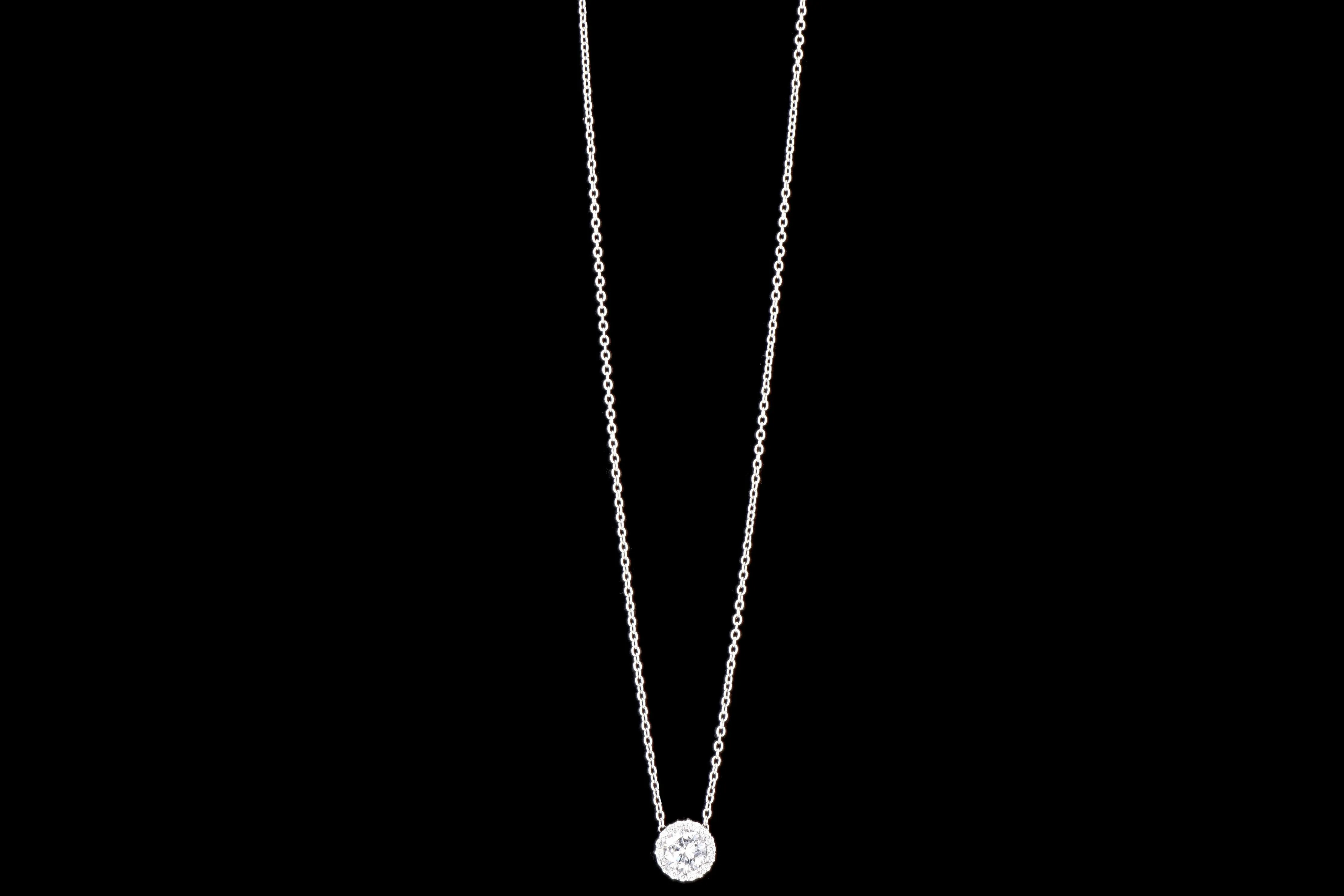 New Platinum .67 Carat Round Brilliant Diamond Pendant Necklace