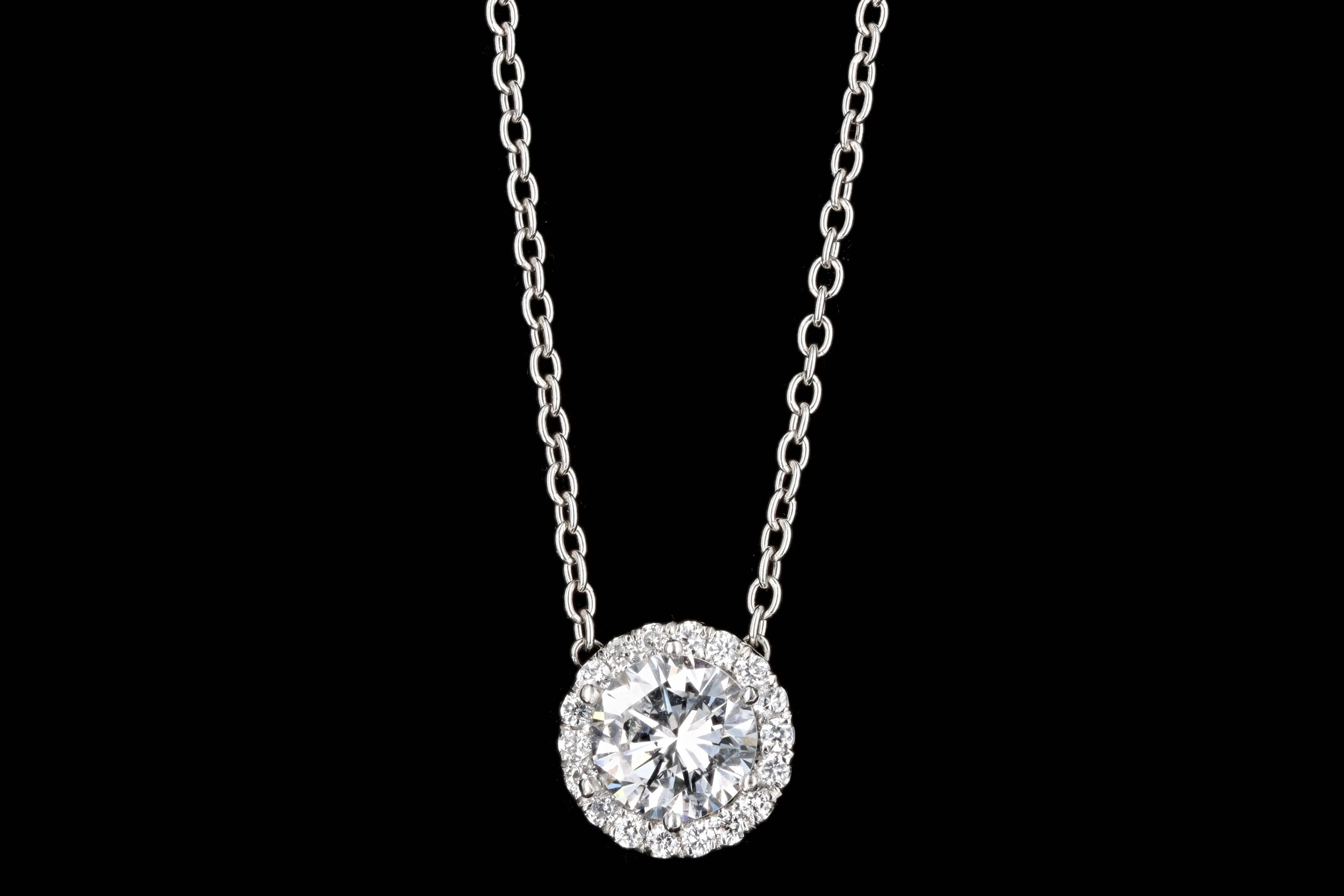 New Platinum .67 Carat Round Brilliant Diamond Pendant Necklace