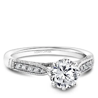 Noam Carver 14kt White Gold 1.01ct Solitaire with Diamond Shoulders