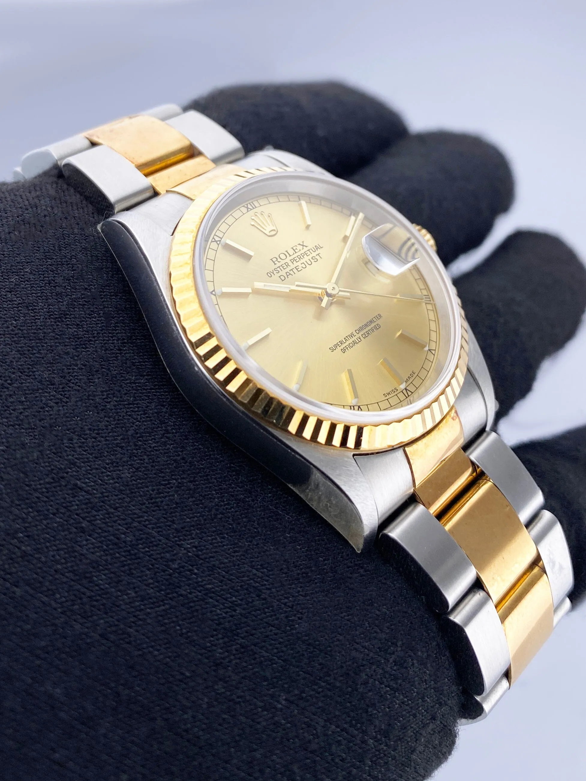 NOS Rolex Datejust 16233 Champagne Dial Mens Watch Box Papers