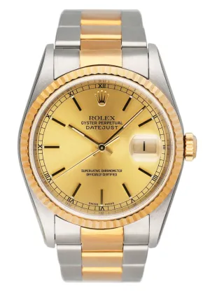 NOS Rolex Datejust 16233 Champagne Dial Mens Watch Box Papers