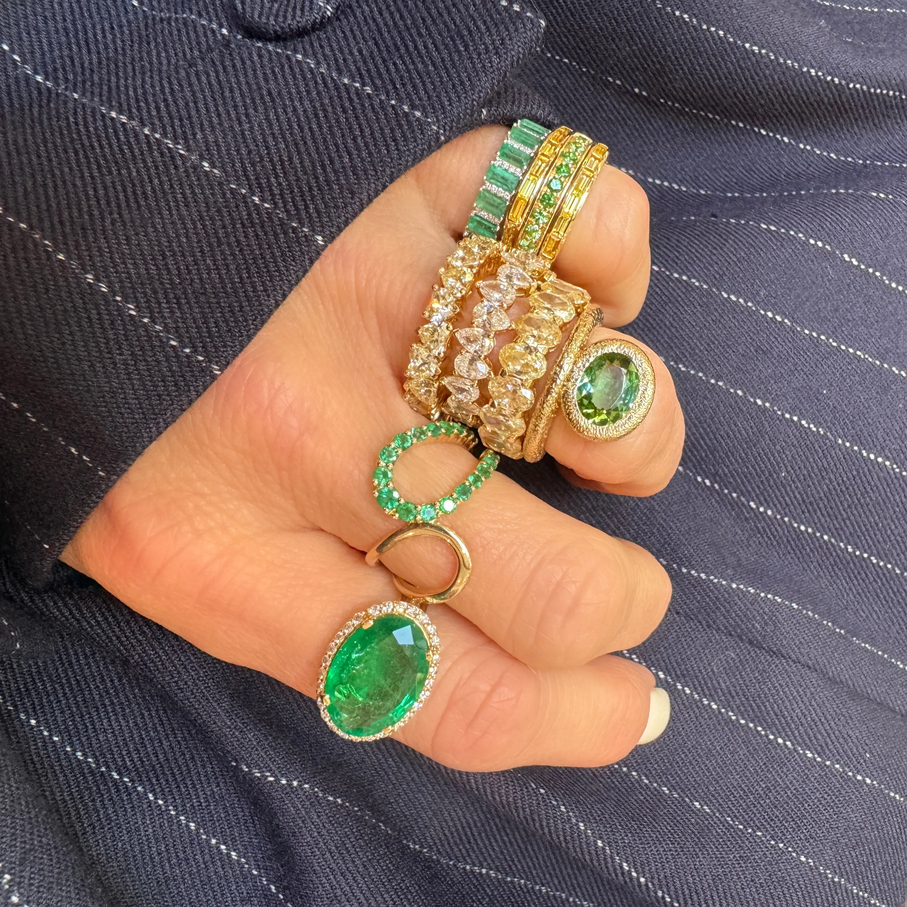 One of a Kind Glowing Oval Shape Emerald Ring With Diamonds