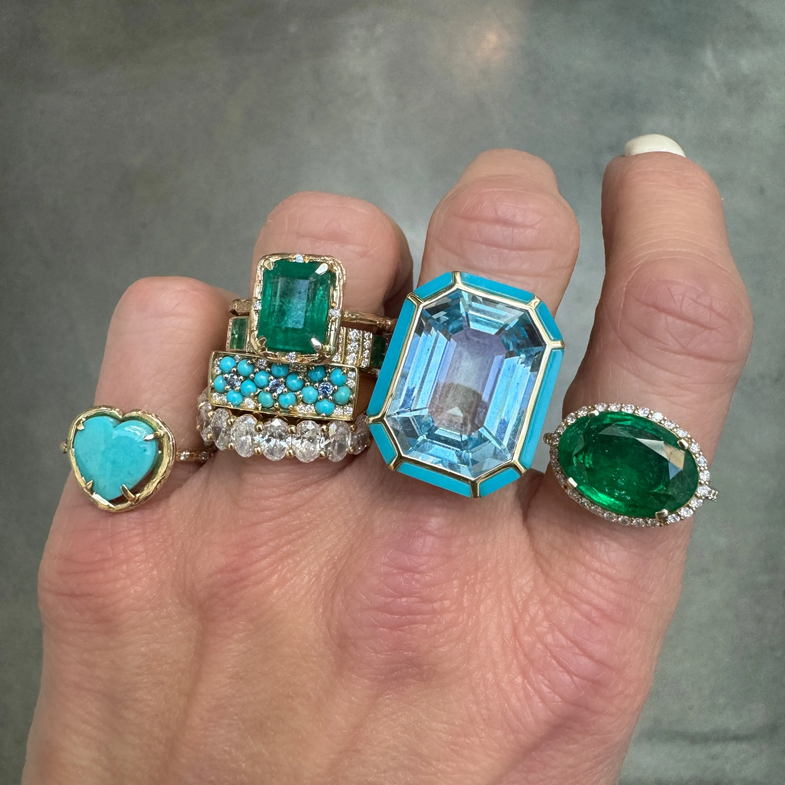 One of a Kind Glowing Oval Shape Emerald Ring With Diamonds
