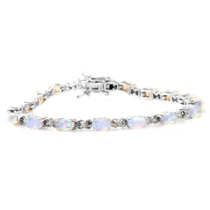 Opal Diamond 925 Sterling Silver Tennis Bracelet Jewelry