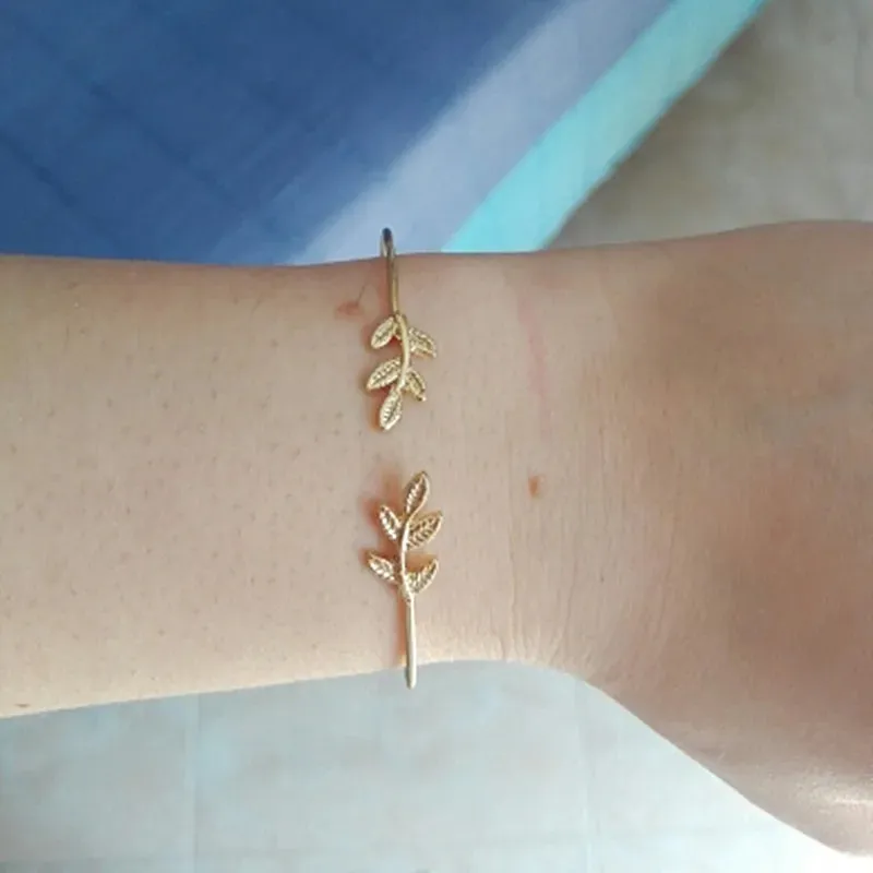 Open Leaf Cuff Bracelets for Women