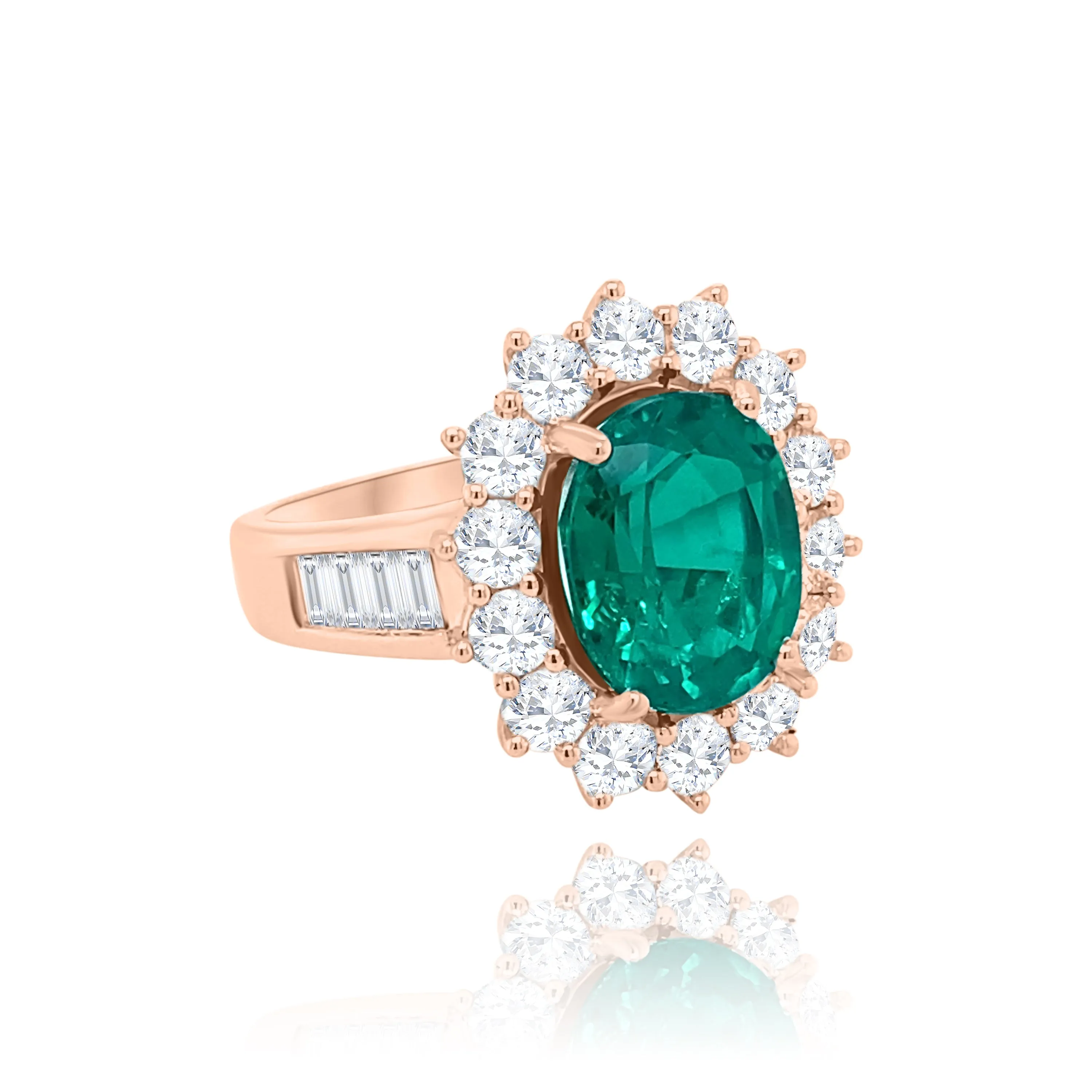 Oval cut Emerald & diamonds "Anna" Ring