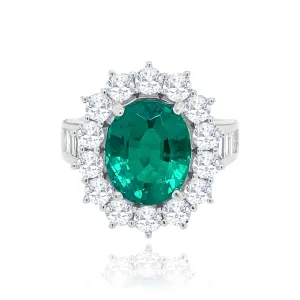 Oval cut Emerald & diamonds "Anna" Ring