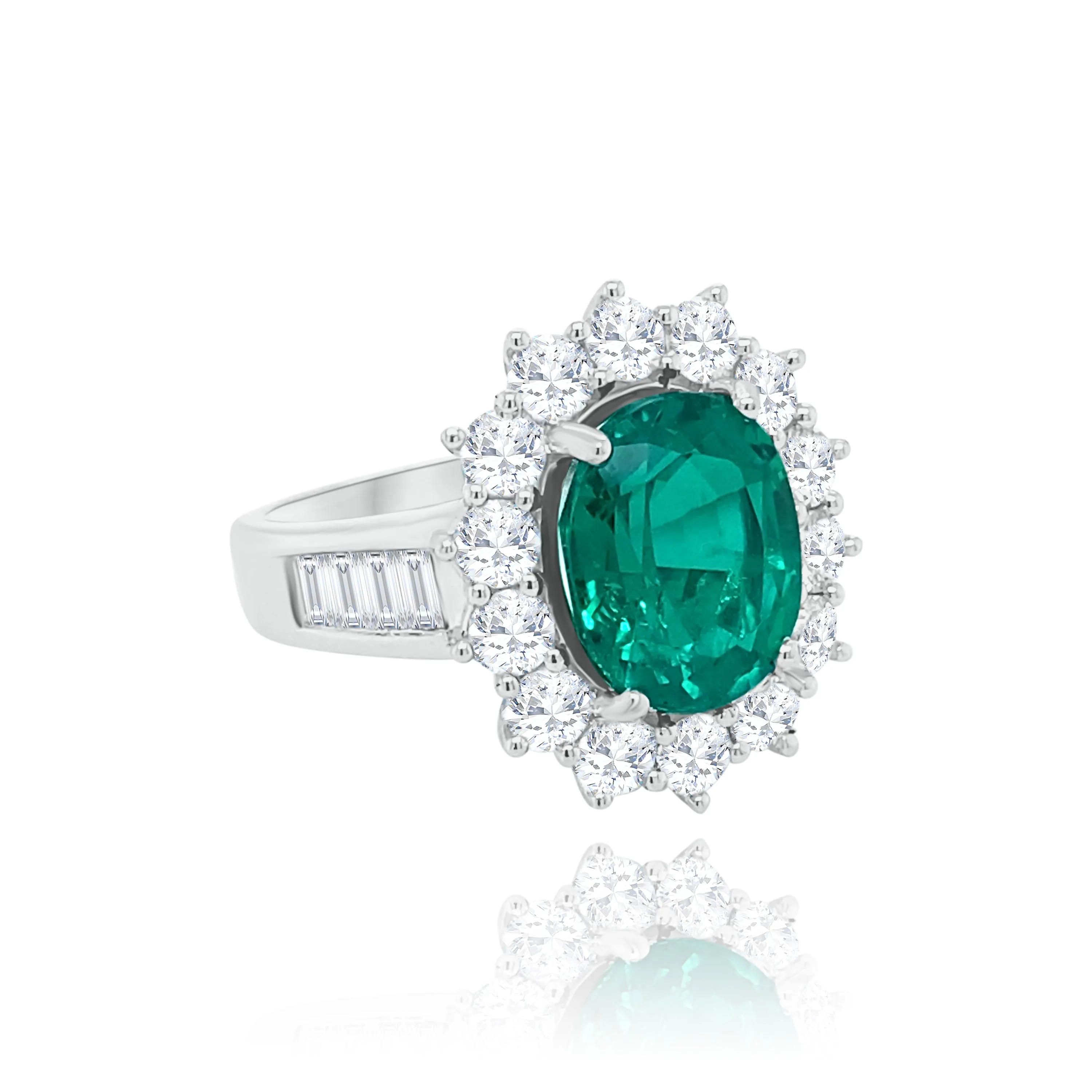 Oval cut Emerald & diamonds "Anna" Ring