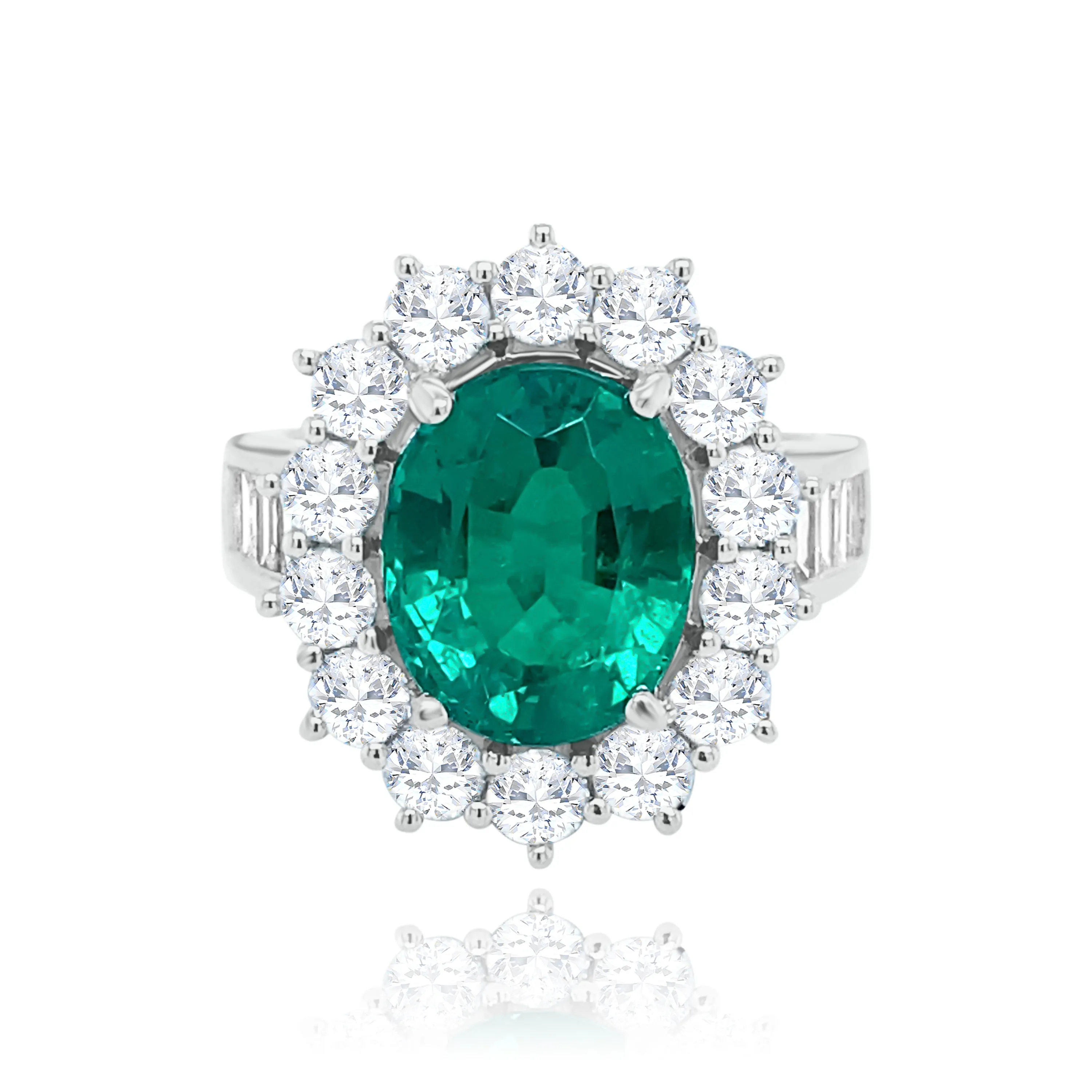 Oval cut Emerald & diamonds "Anna" Ring