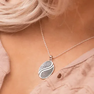 Oval Fingerprint with Cross Pendant